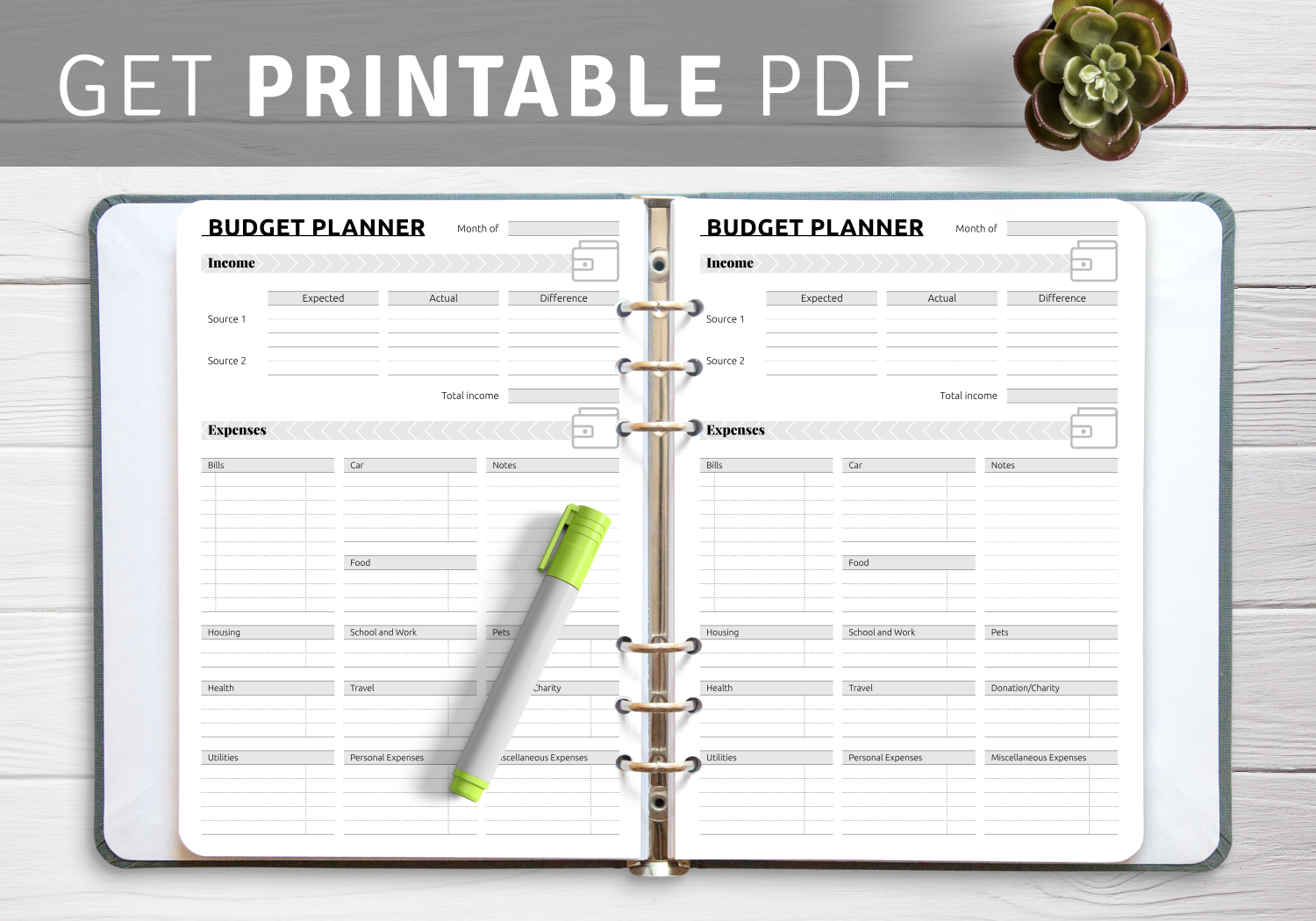 Monthly Budget Template, Budget Planner, Monthly Budget Printable