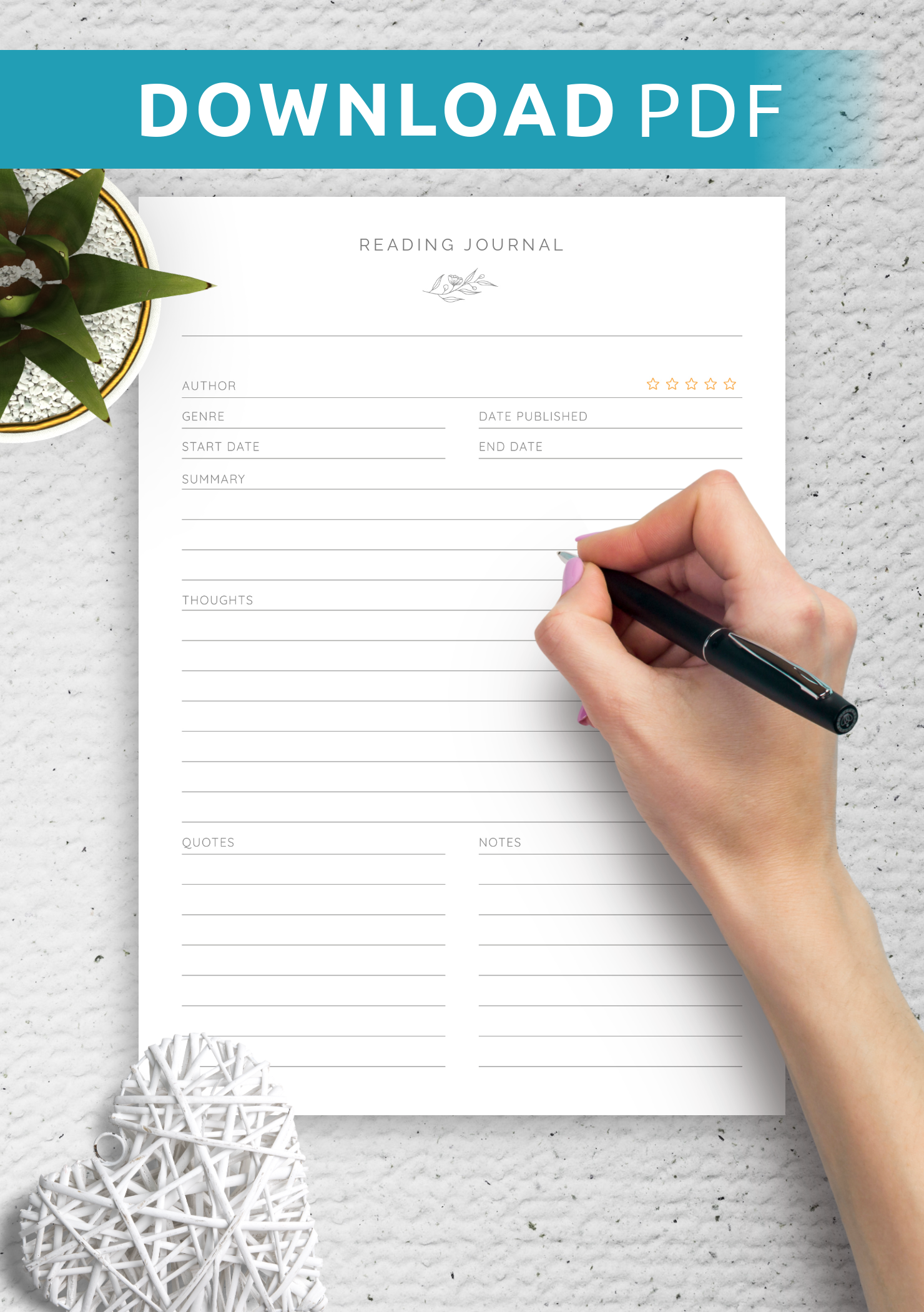 Download Printable Simple Reading Journal Template PDF