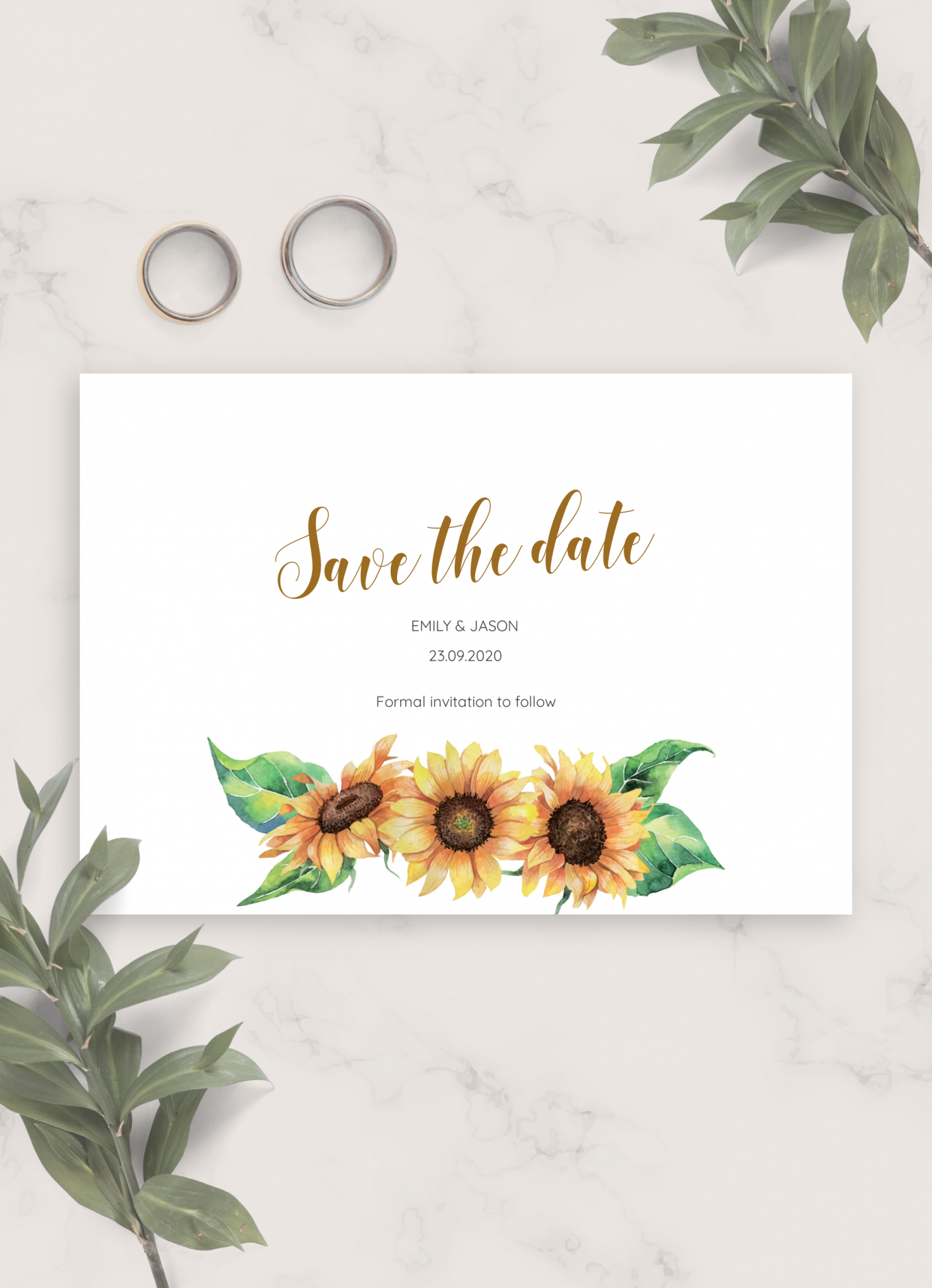 Download Printable Simple Sunflower Wedding Save The Date Card PDF Pertaining To Save The Date Cards Templates