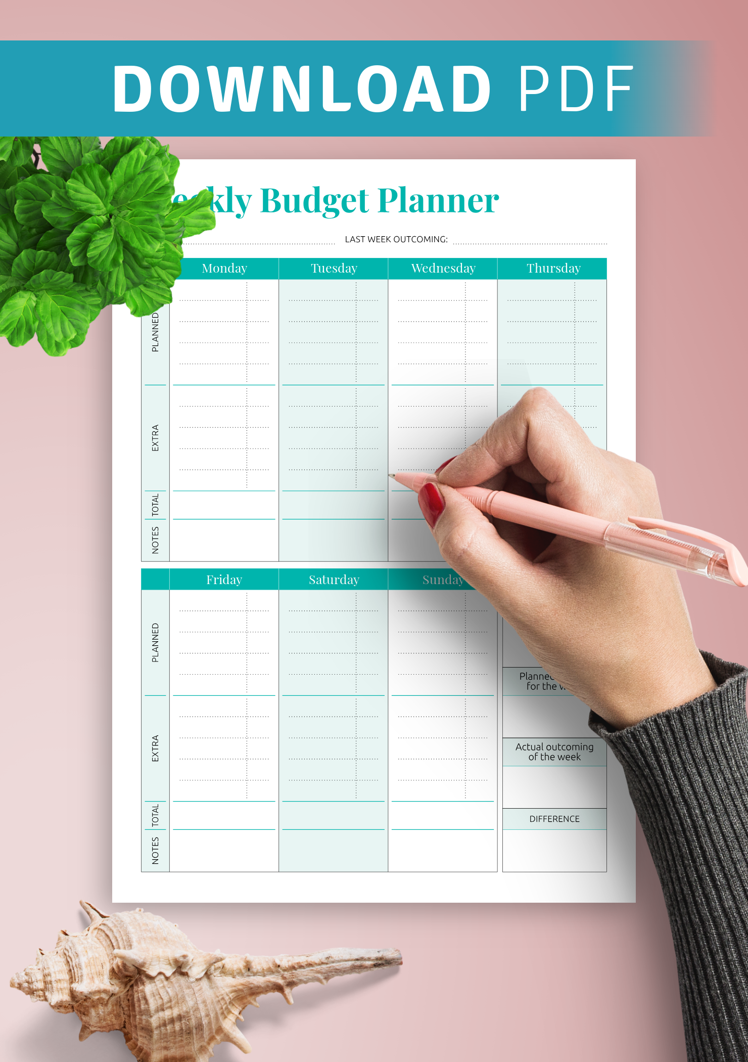 simple weekly budget worksheet pdf