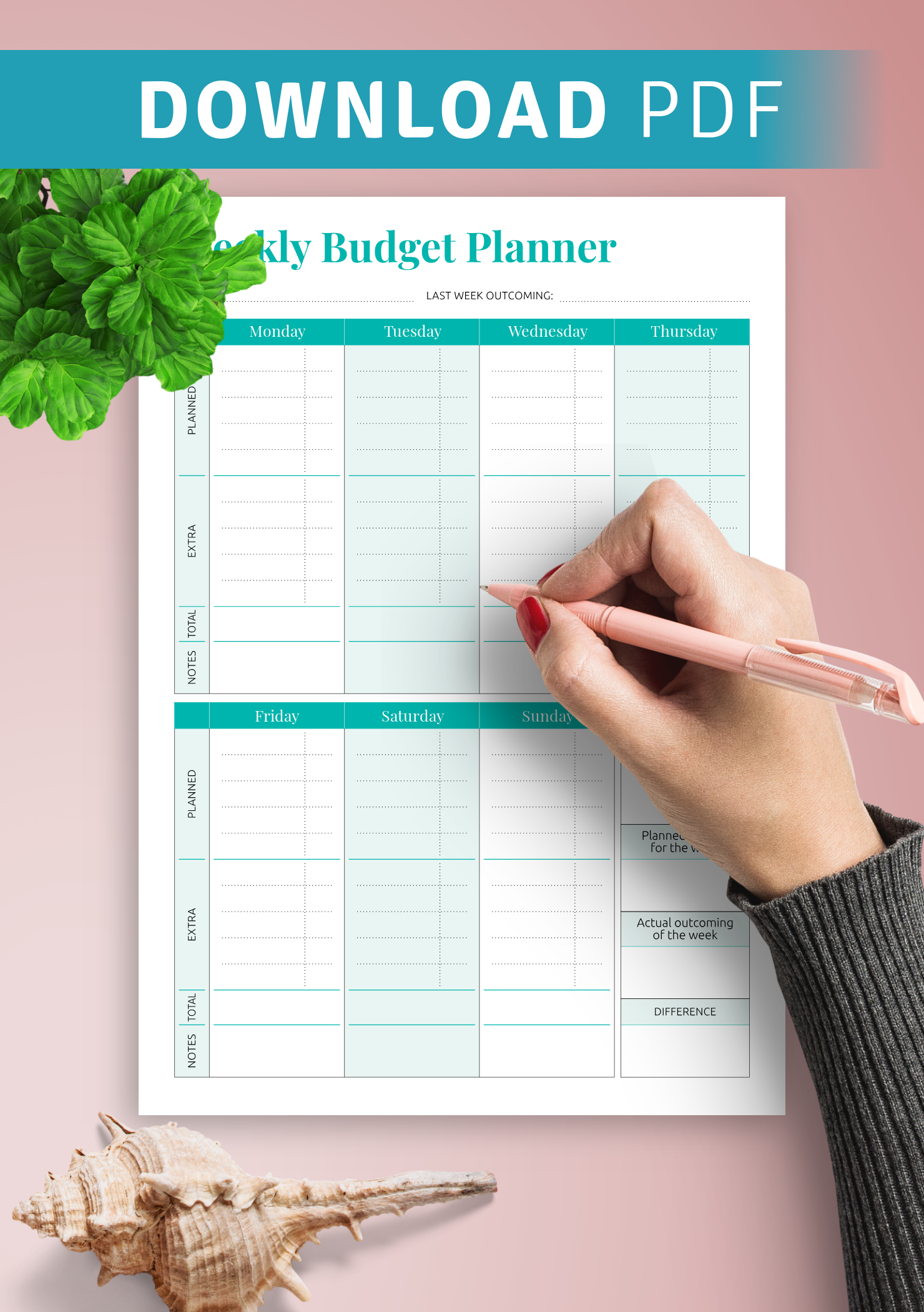 printable weekly budget template