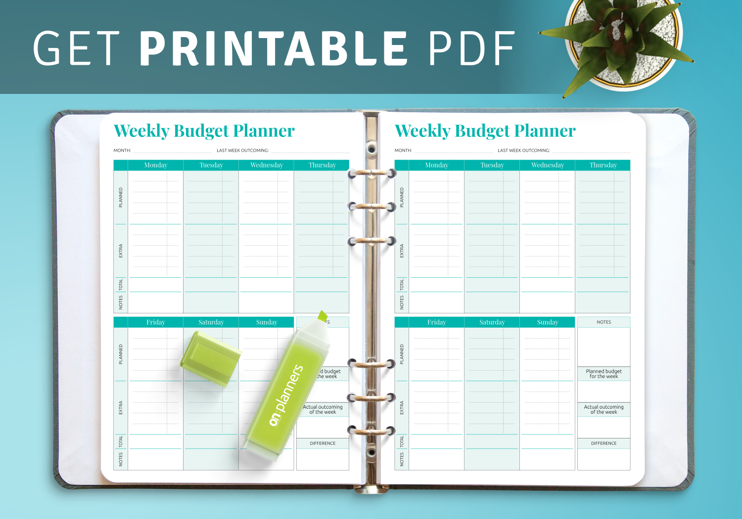 budget planner and weekly calendar 2017
