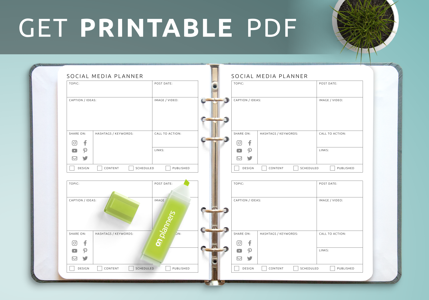 download printable social media planner template pdf