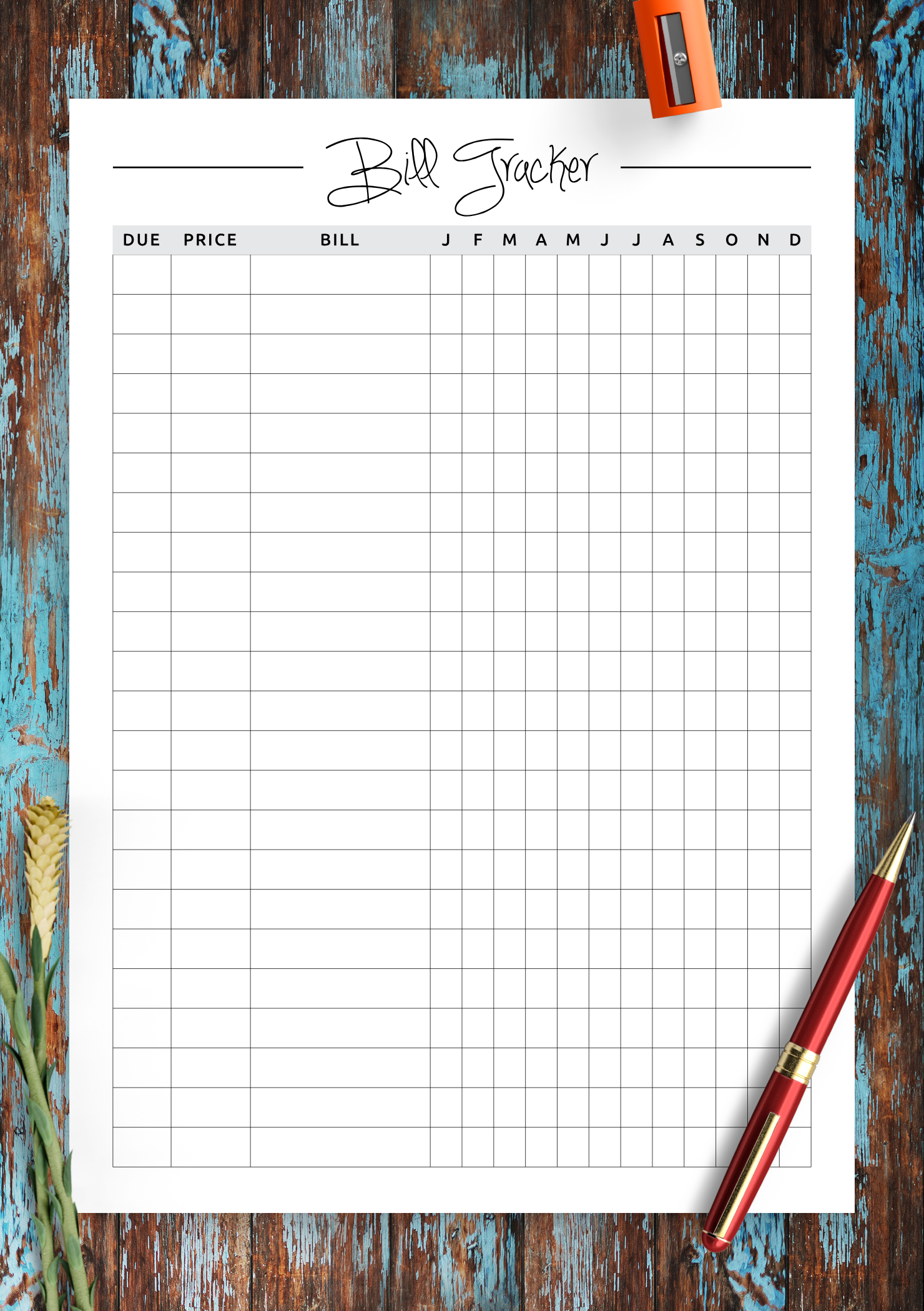 Free Printable Monthly Bill Tracker Template Templates Printable Download