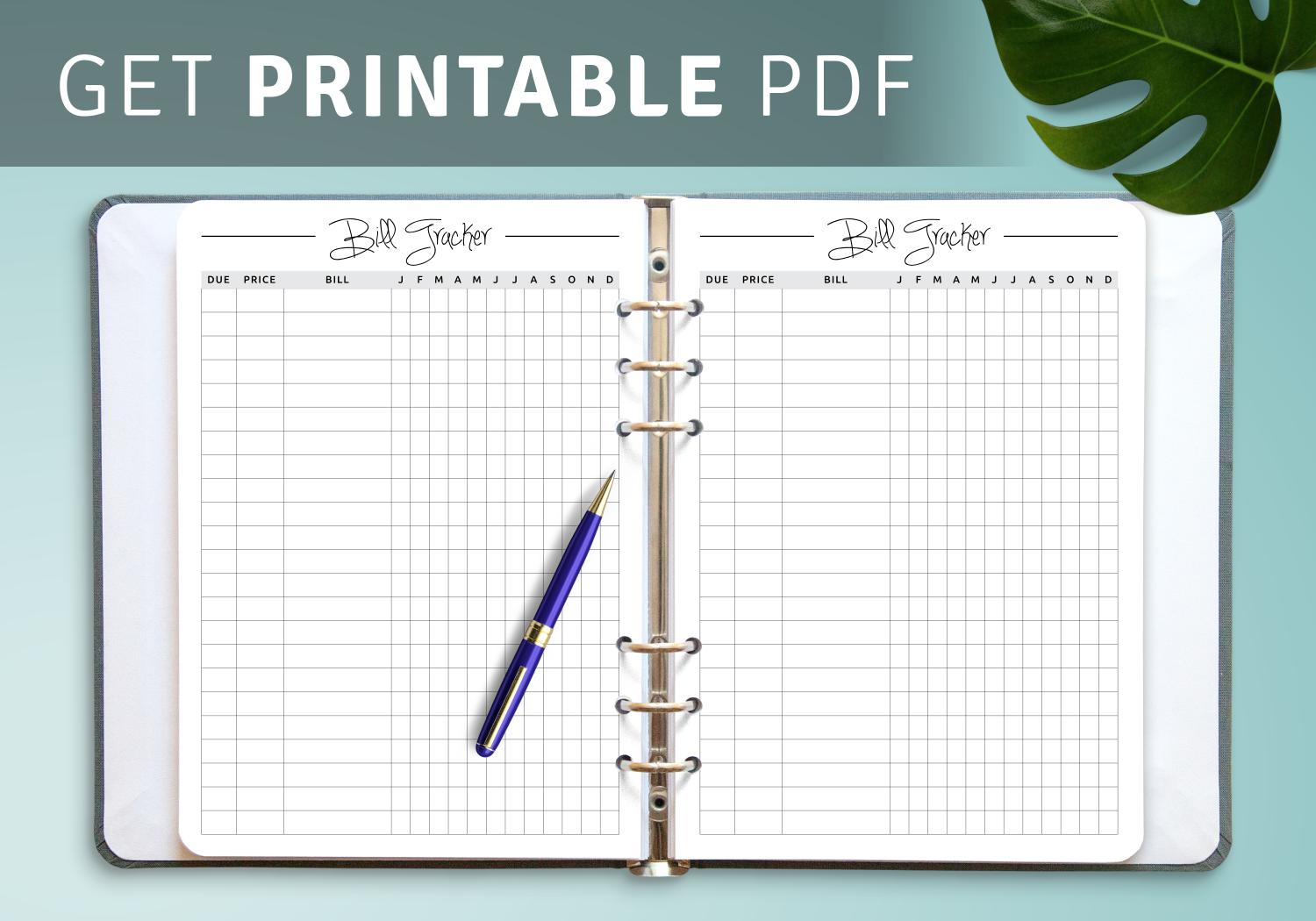 Download Printable Square Grid Monthly Bill Tracker Pdf