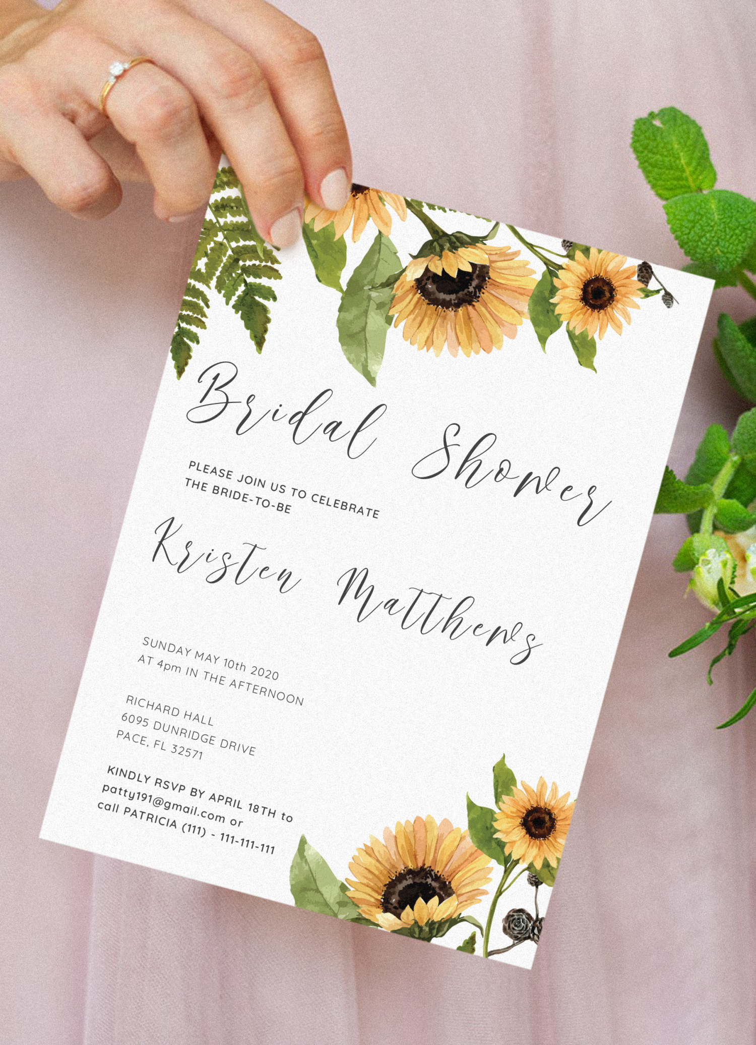Download Printable Sunflower Bridal Shower Invitation PDF