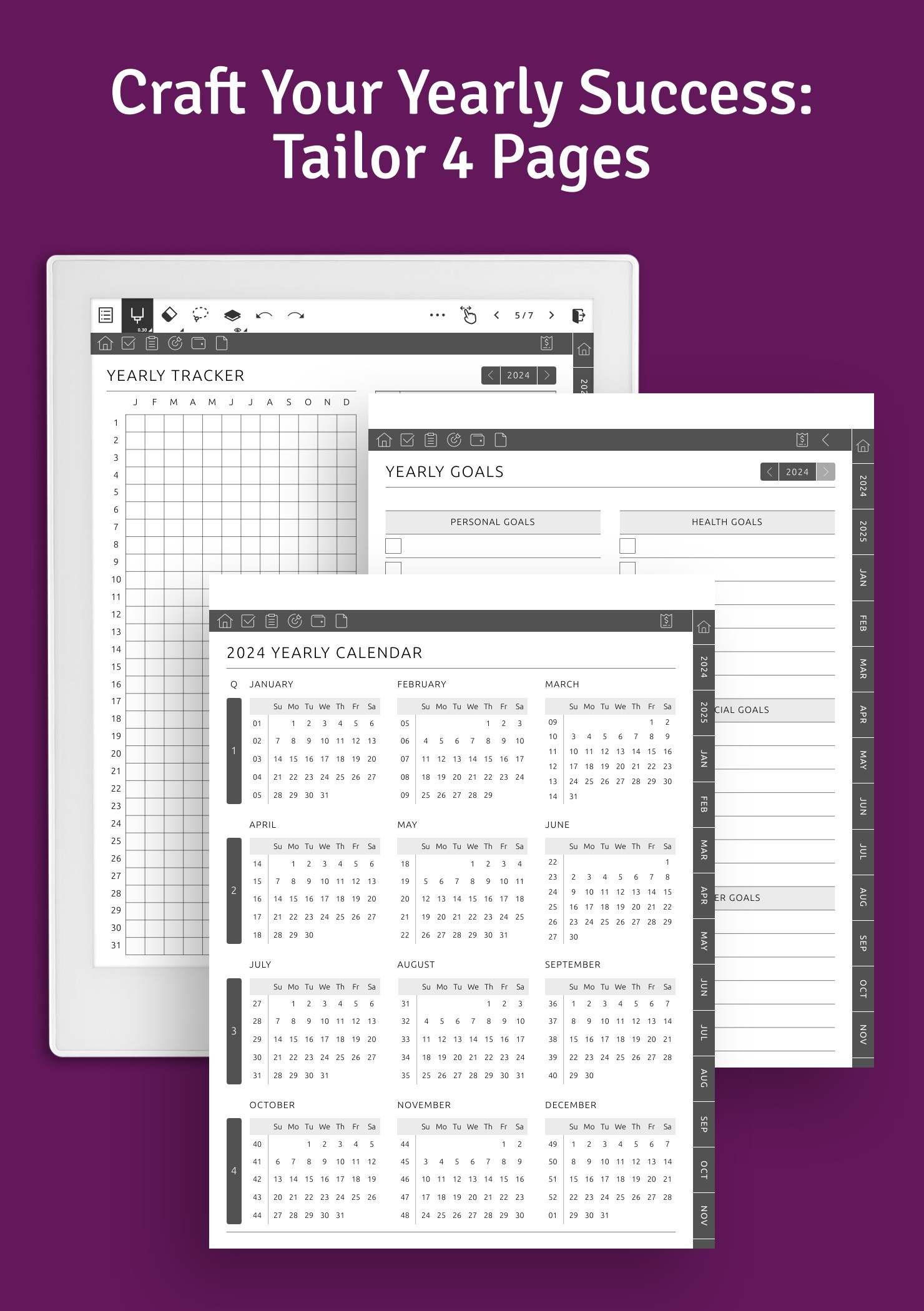 Yearly pages and templates