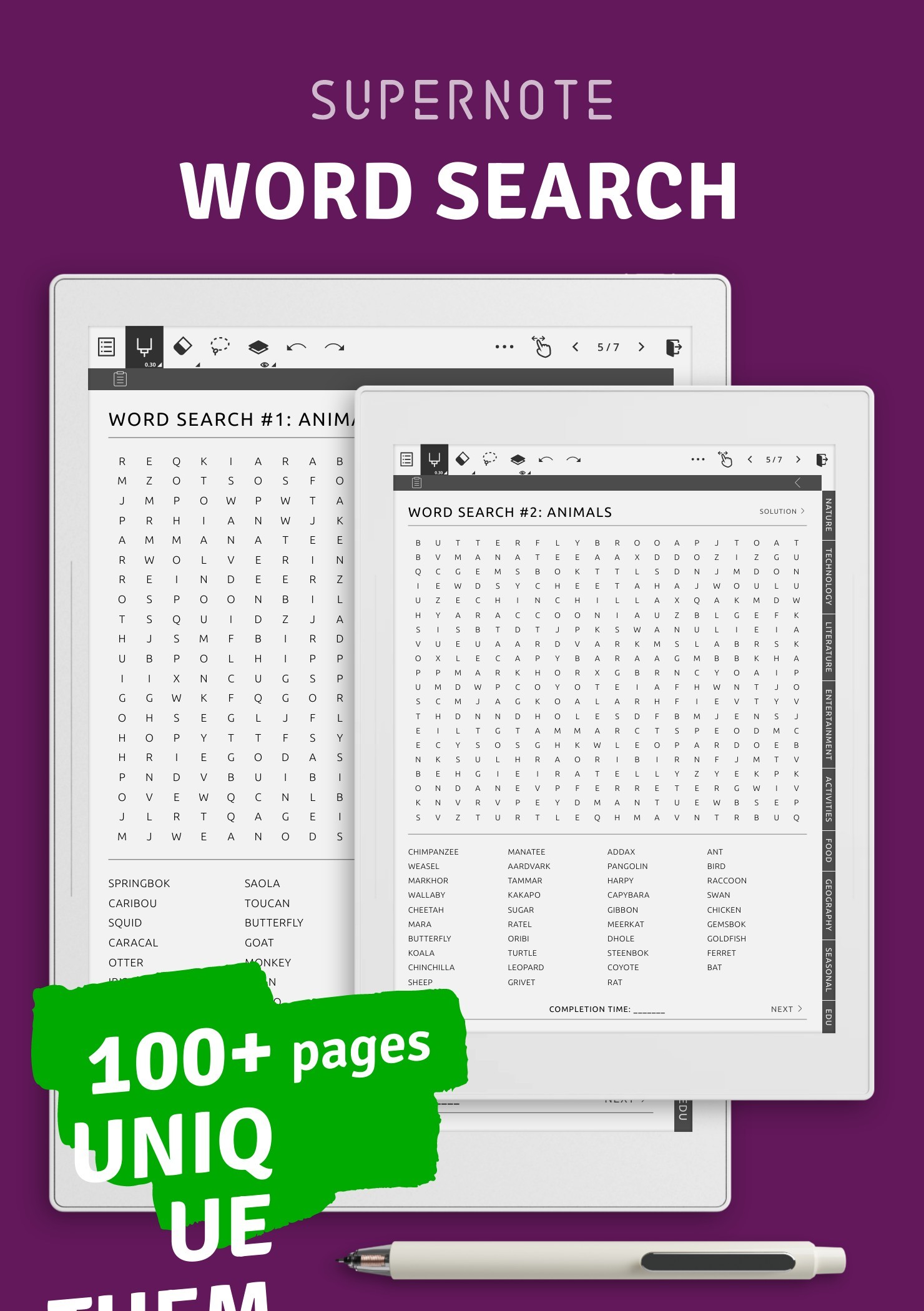 Supernote Word Search Puzzles Word Search Puzzles for Supernote