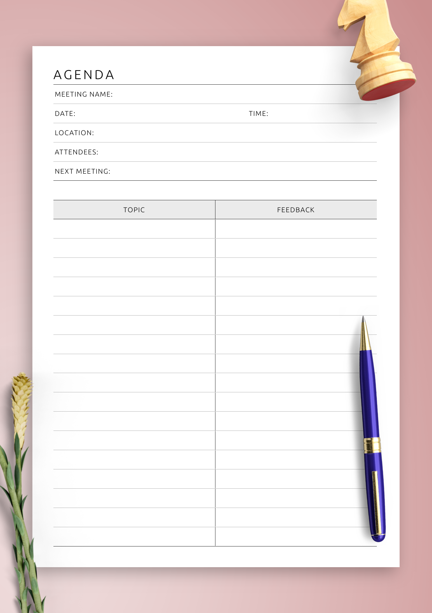 informal meeting agenda template