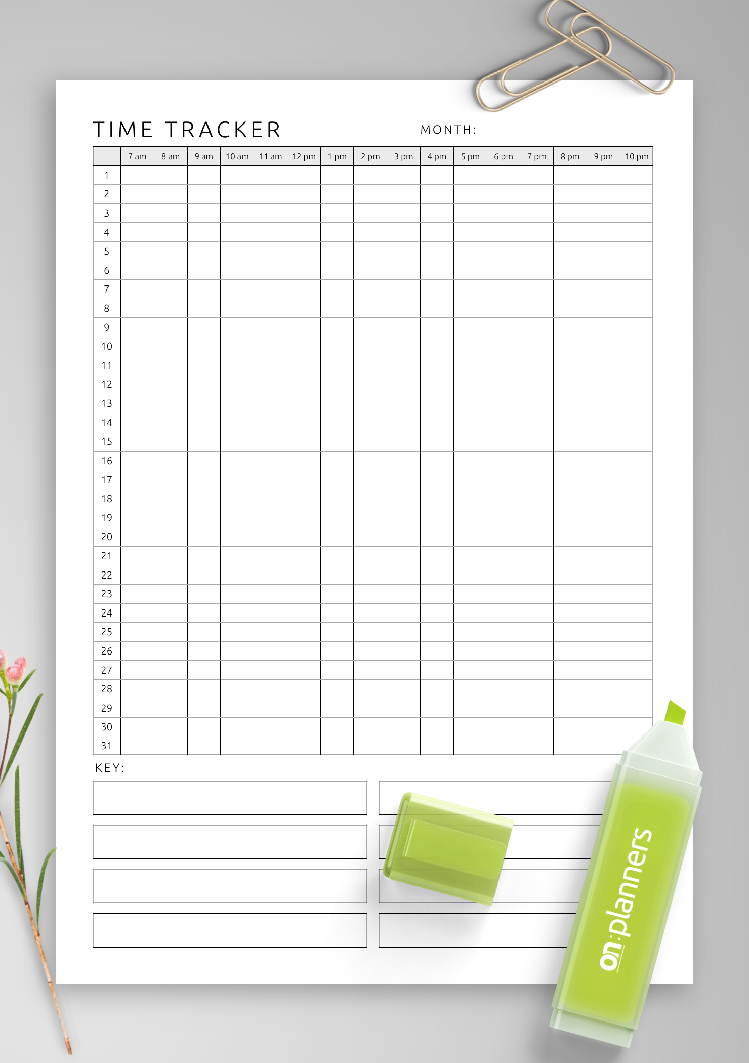 PERSONAL Time Tracker Printable Time Log Time Blocking 