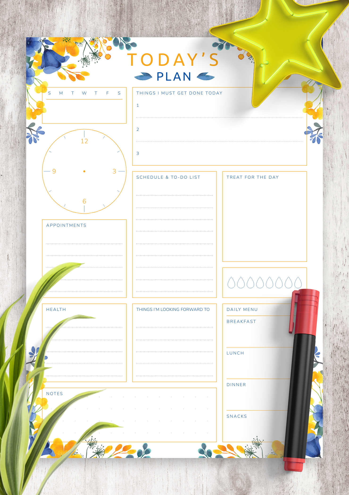 Download Printable Today's Plan with To Do List & Schedule PDF
