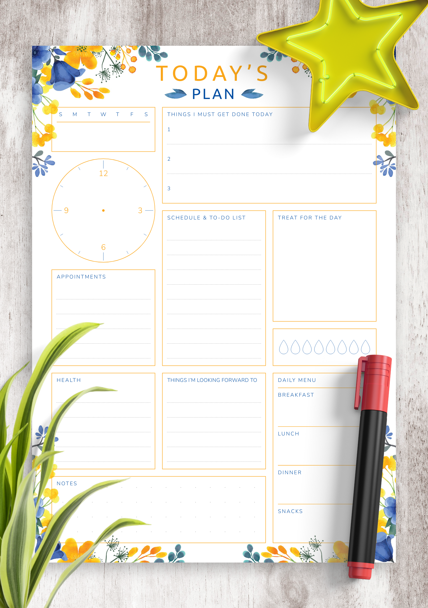 Download Printable Today s Plan with To Do List Schedule PDF