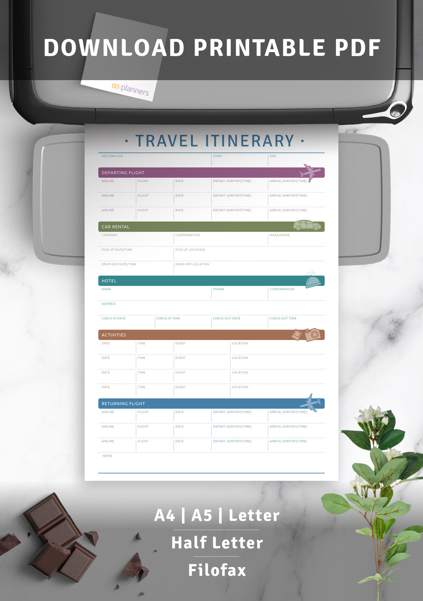 pages travel itinerary template