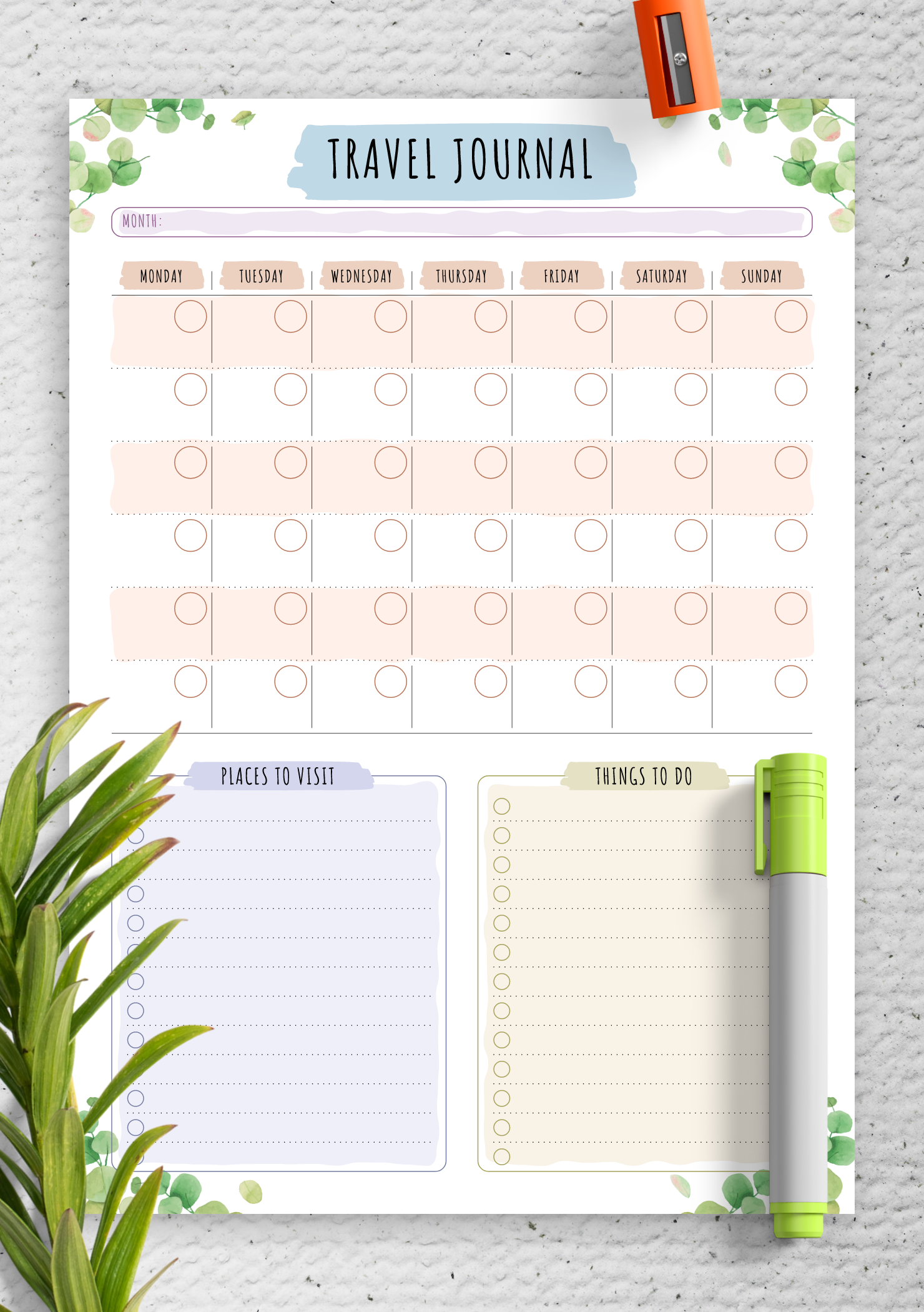 italy travel journal template printable