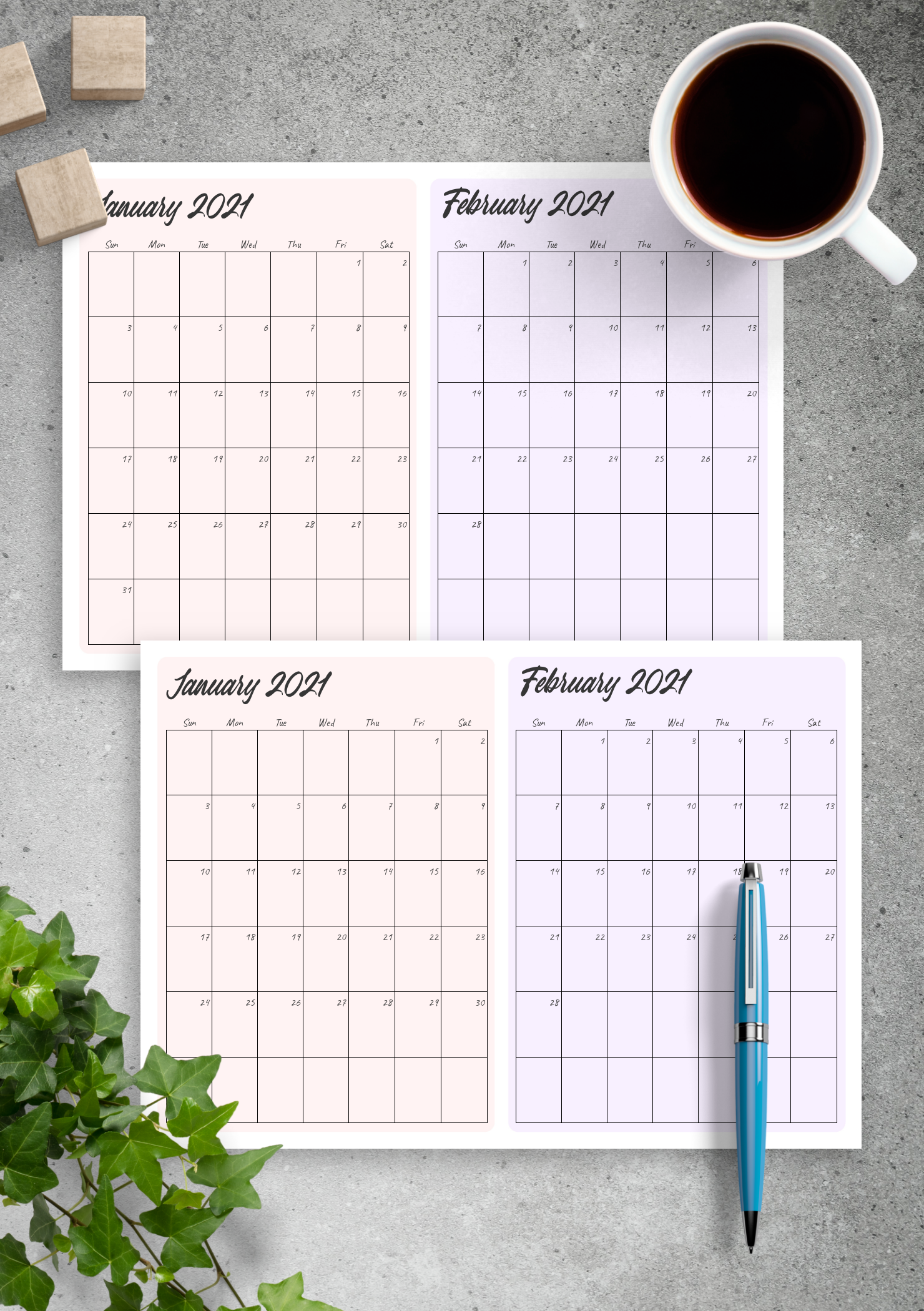 Two Month Printable Calendar Printable Templates