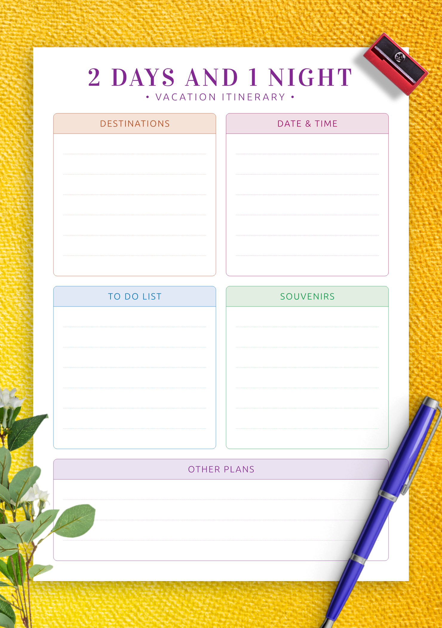 Free Printable Vacation Itinerary Template Printable Templates