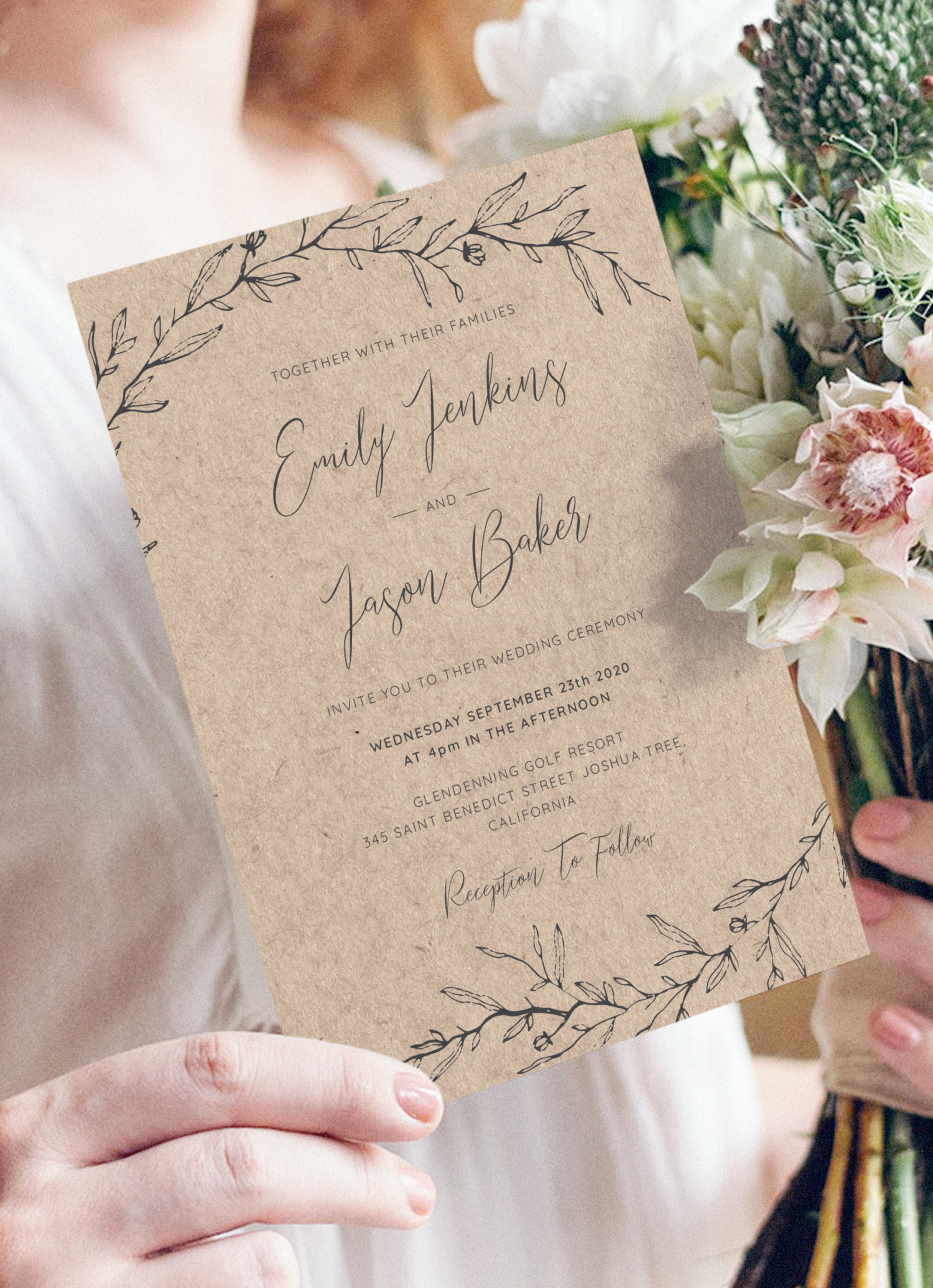 Download Printable Elegant Rustic Wedding Invitation PDF