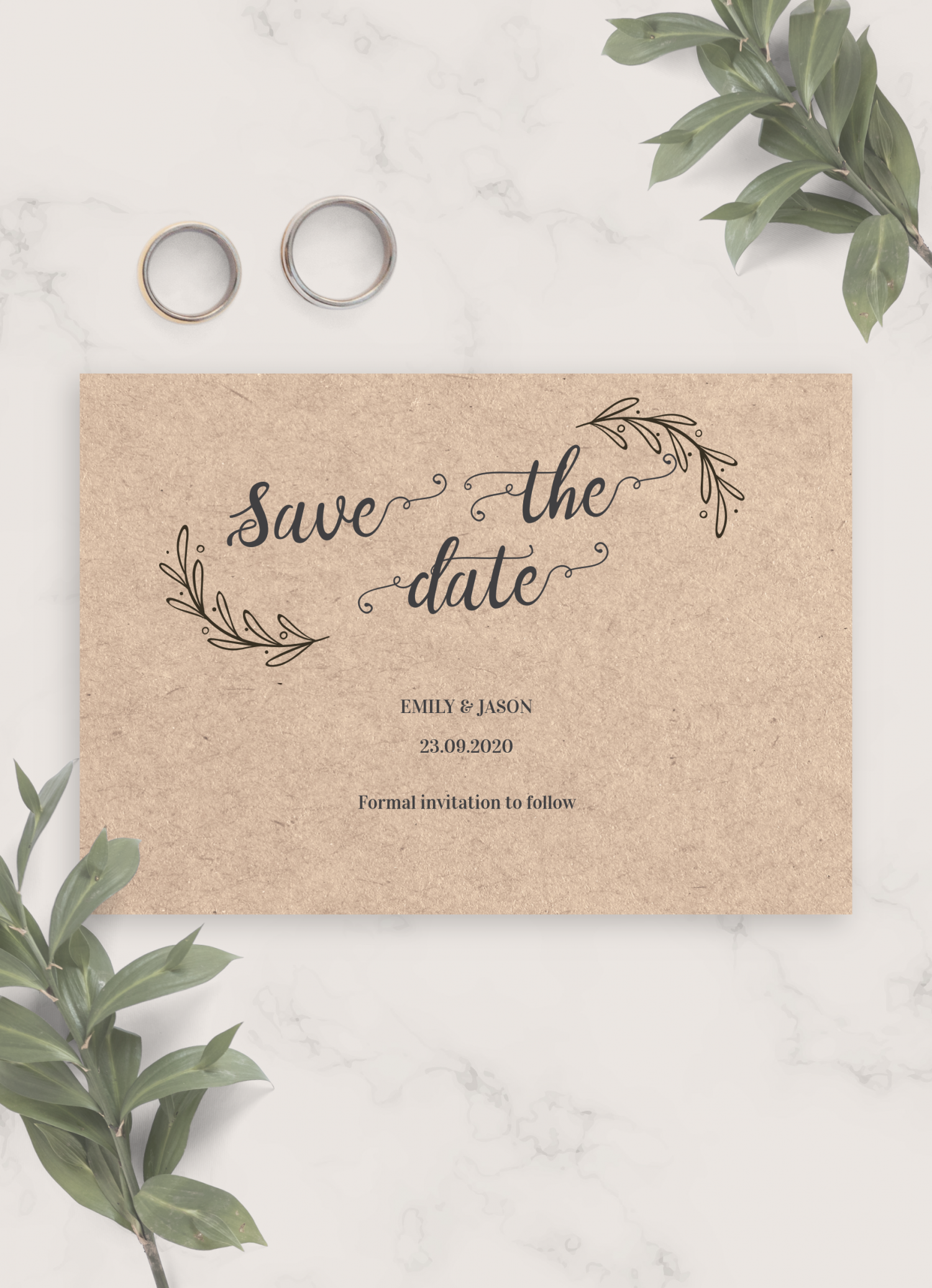 Download Printable Vintage Rustic Wedding Save The Date Card PDF For Free Save The Date Postcard Templates