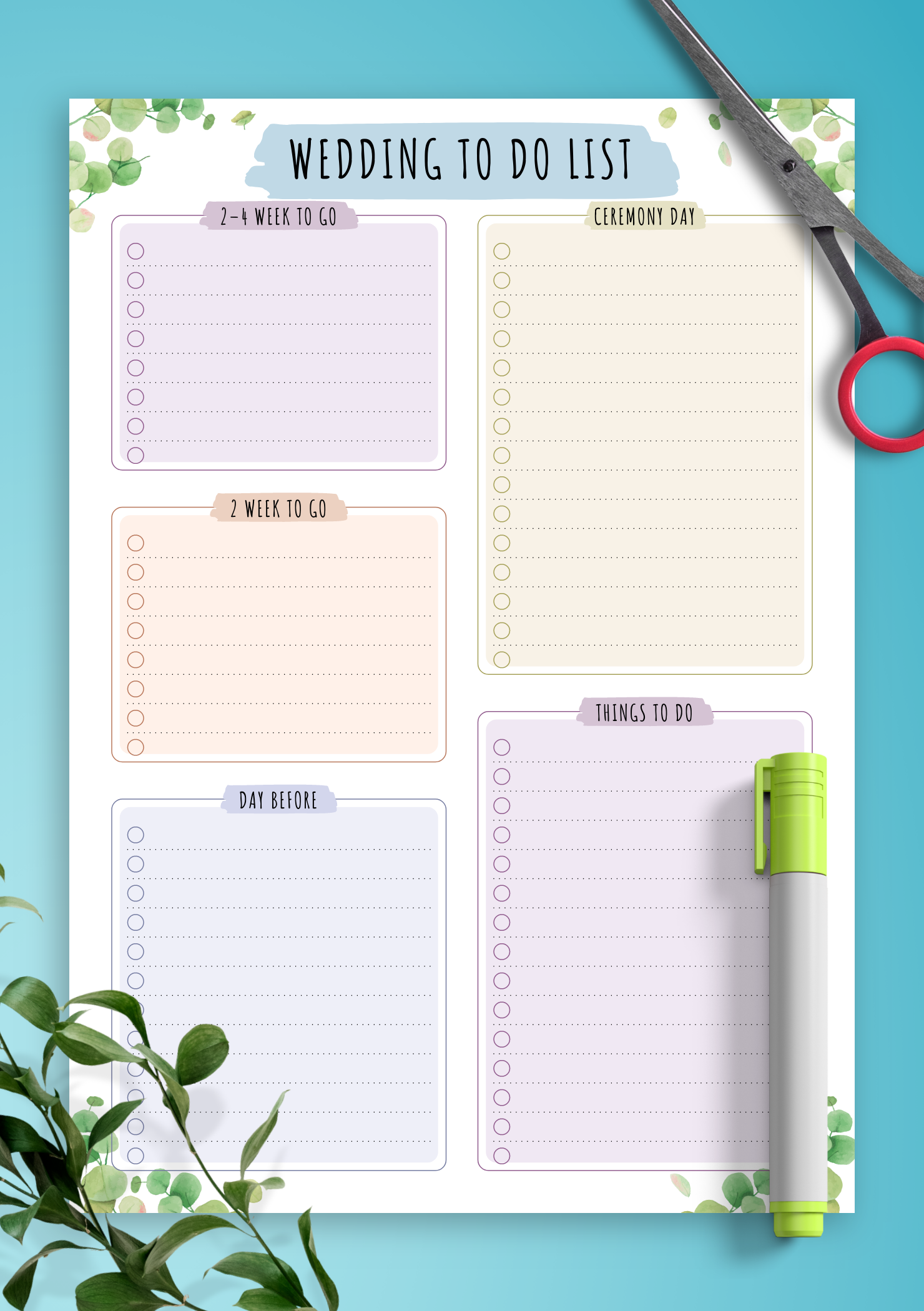 Download Printable Wedding To Do List Template - Floral PDF