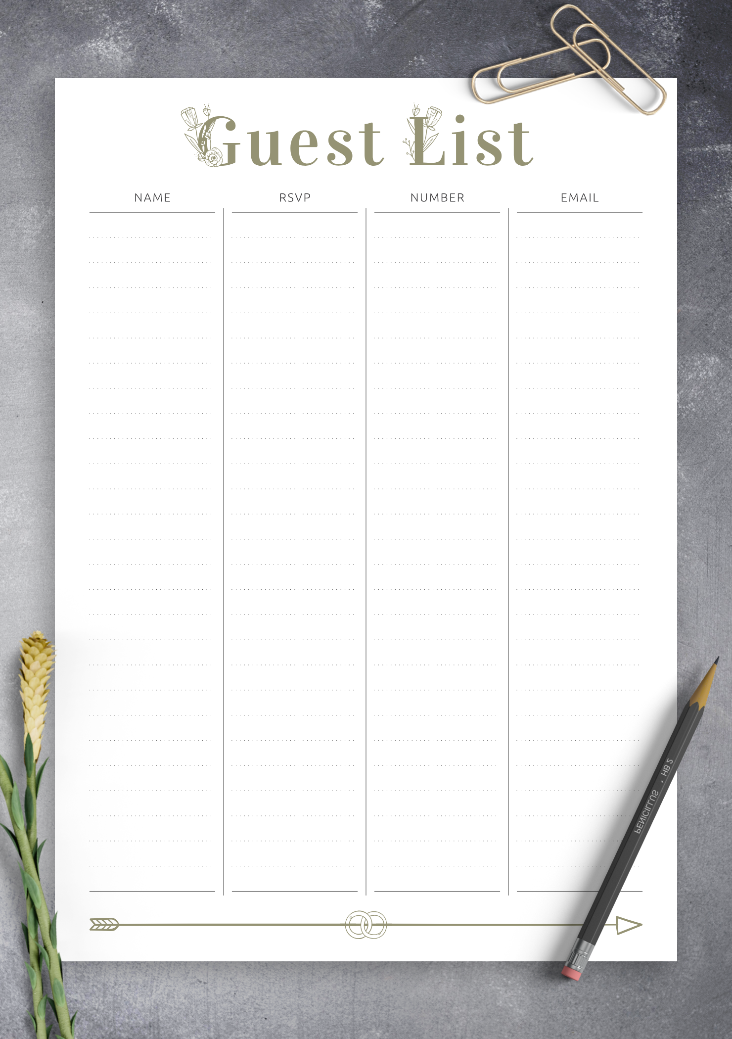 printable guest list planner