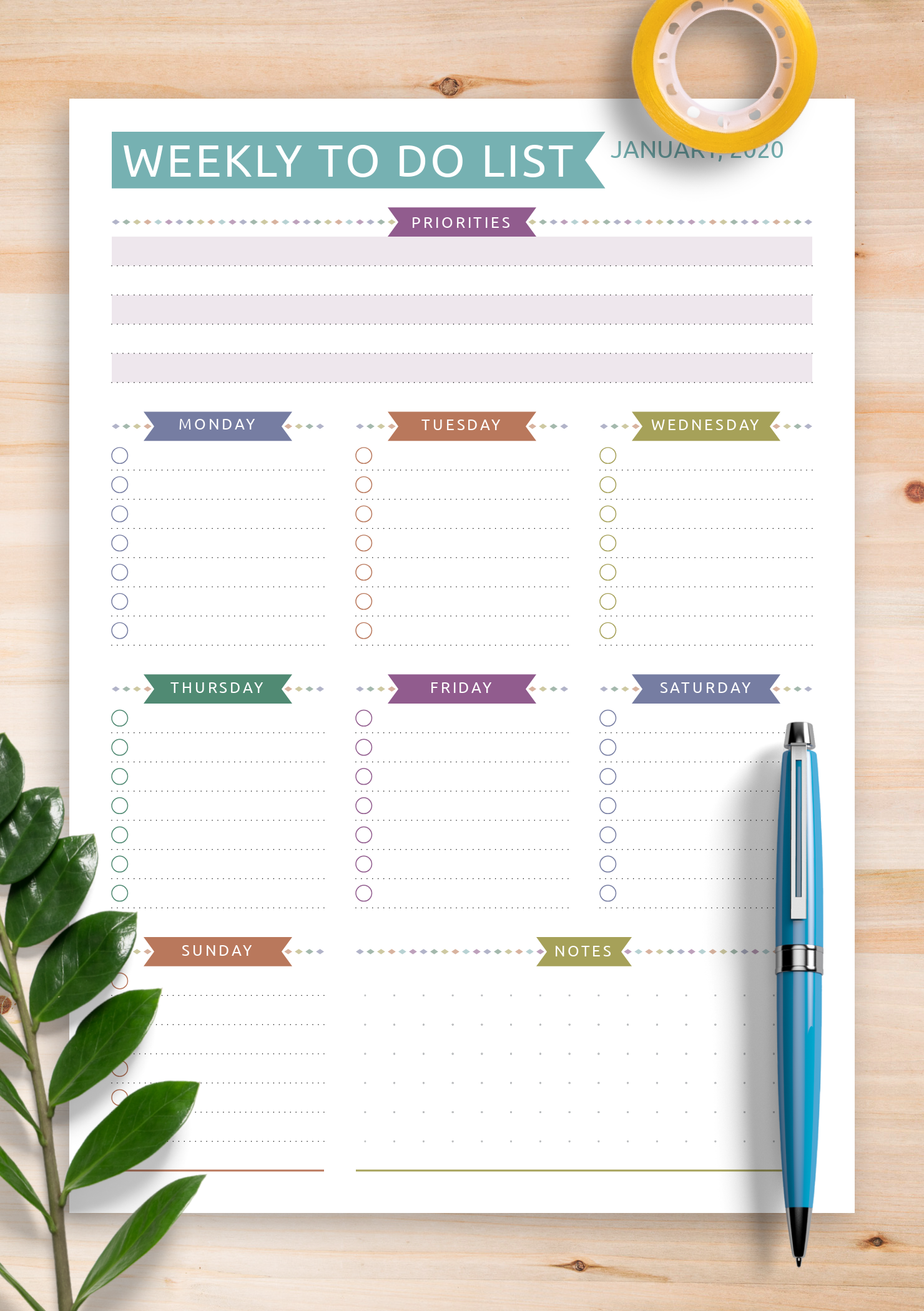 Download Printable Weekly To Do List - Casual Style PDF