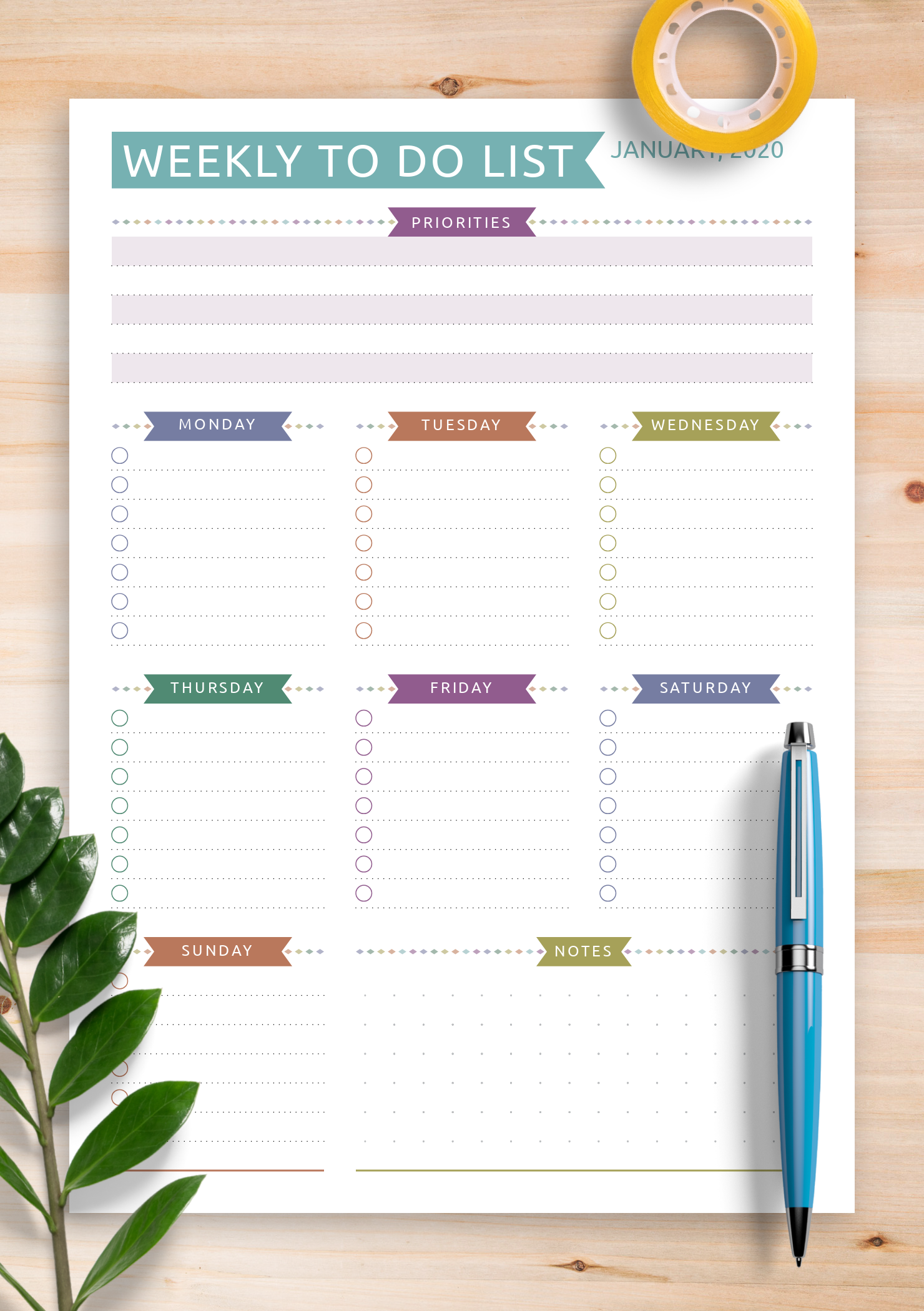 Weekly To Do List Template Pdf Free