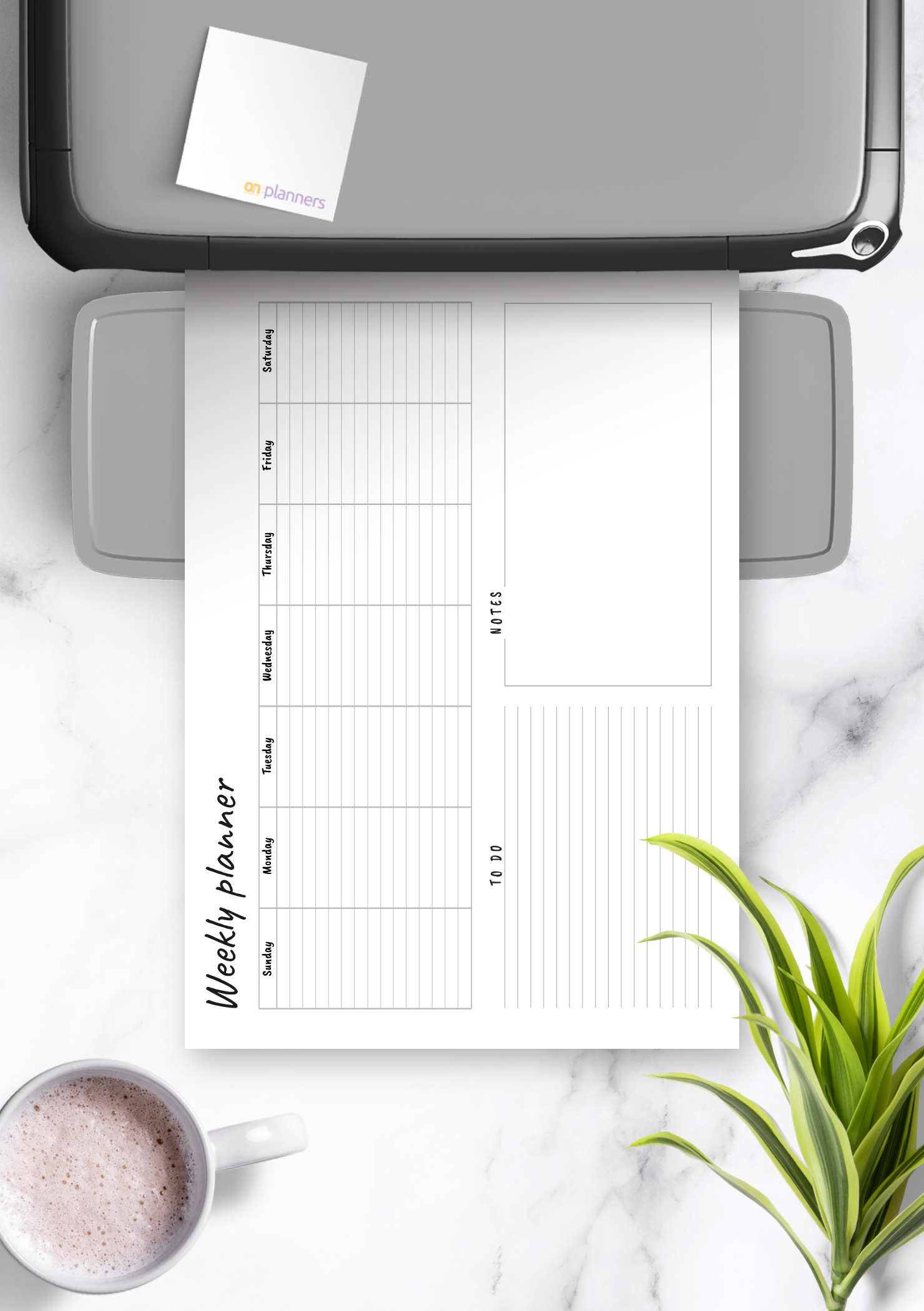 Download Printable Horizontal Weekly Journal Template PDF