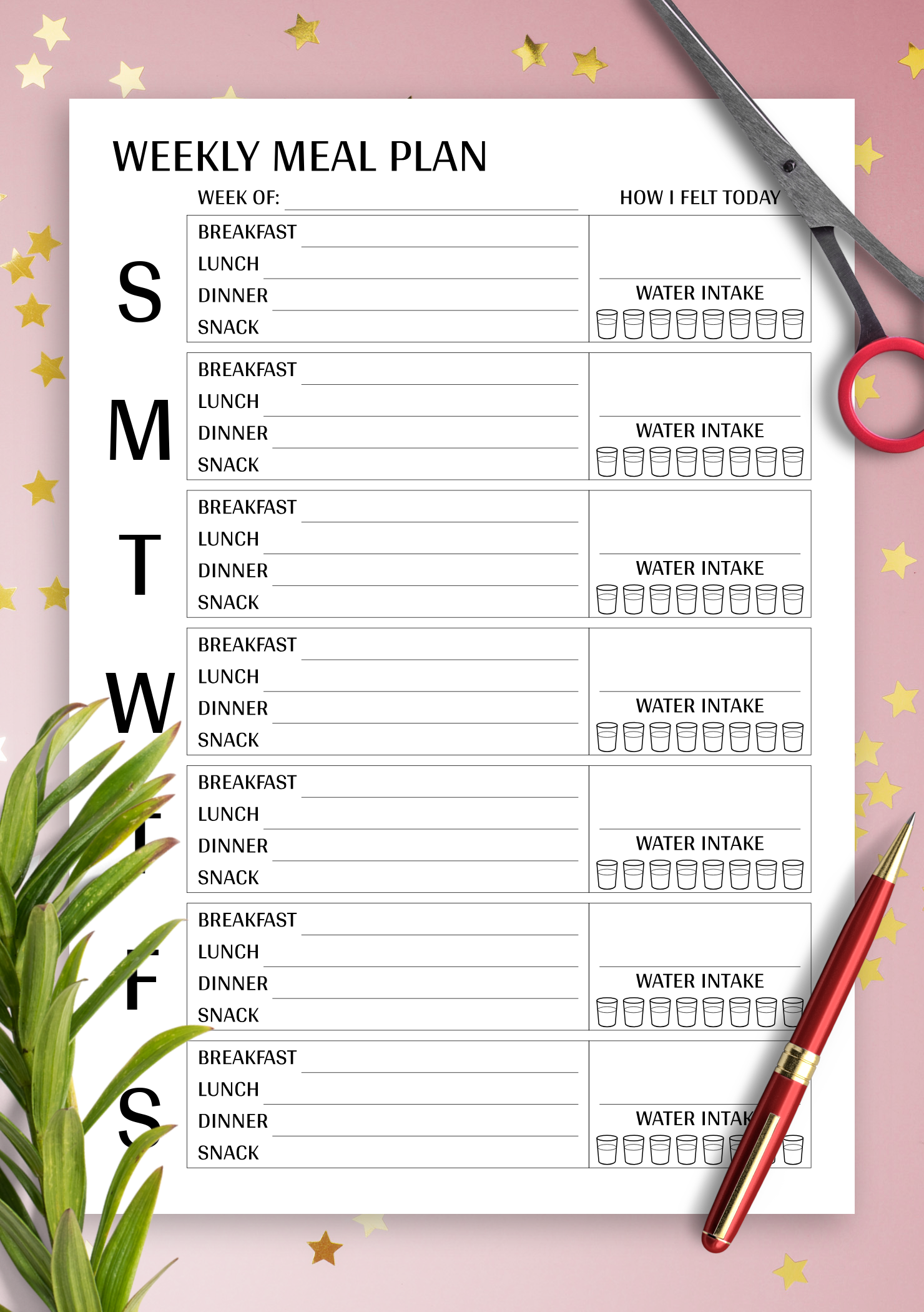 Download Printable Weekly meal plan template PDF With 7 Day Menu Planner Template