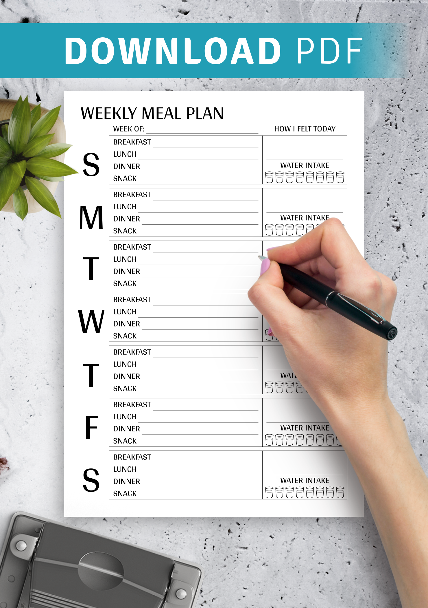 Download Printable Weekly meal plan template PDF