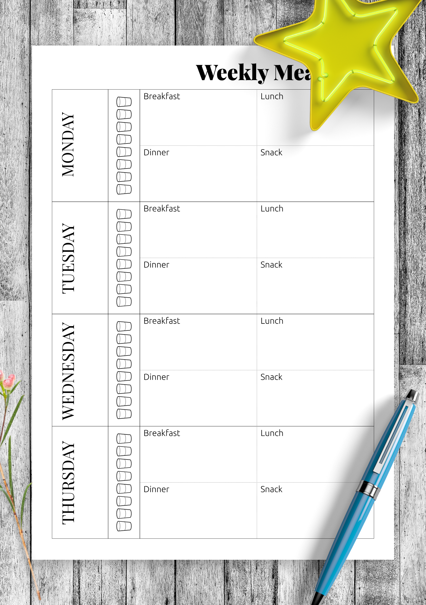 printable meal planner template free