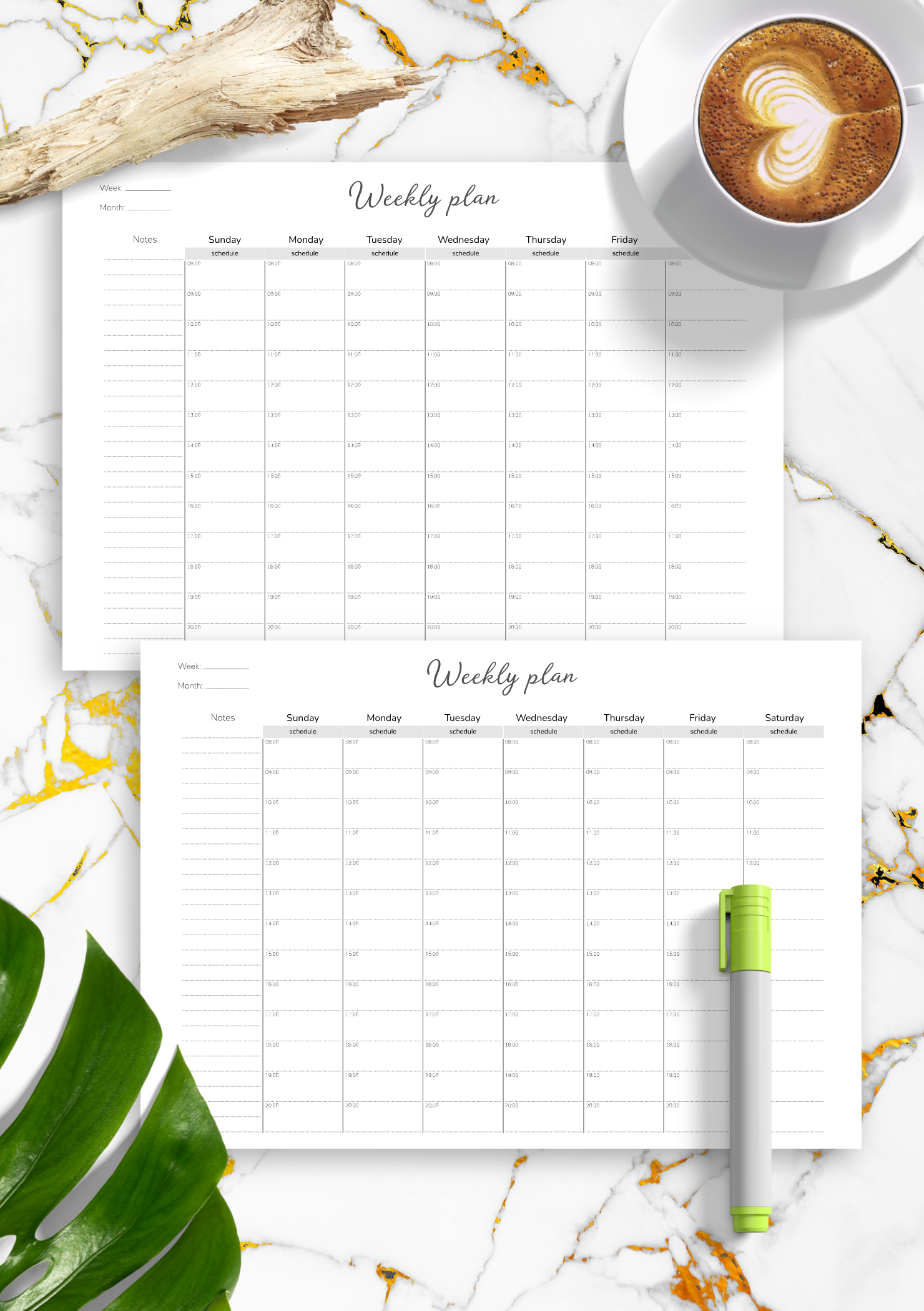Download Printable Horizontal Weekly Organiser Template PDF Download Printable Horizontal Weekly Organiser Template PDF