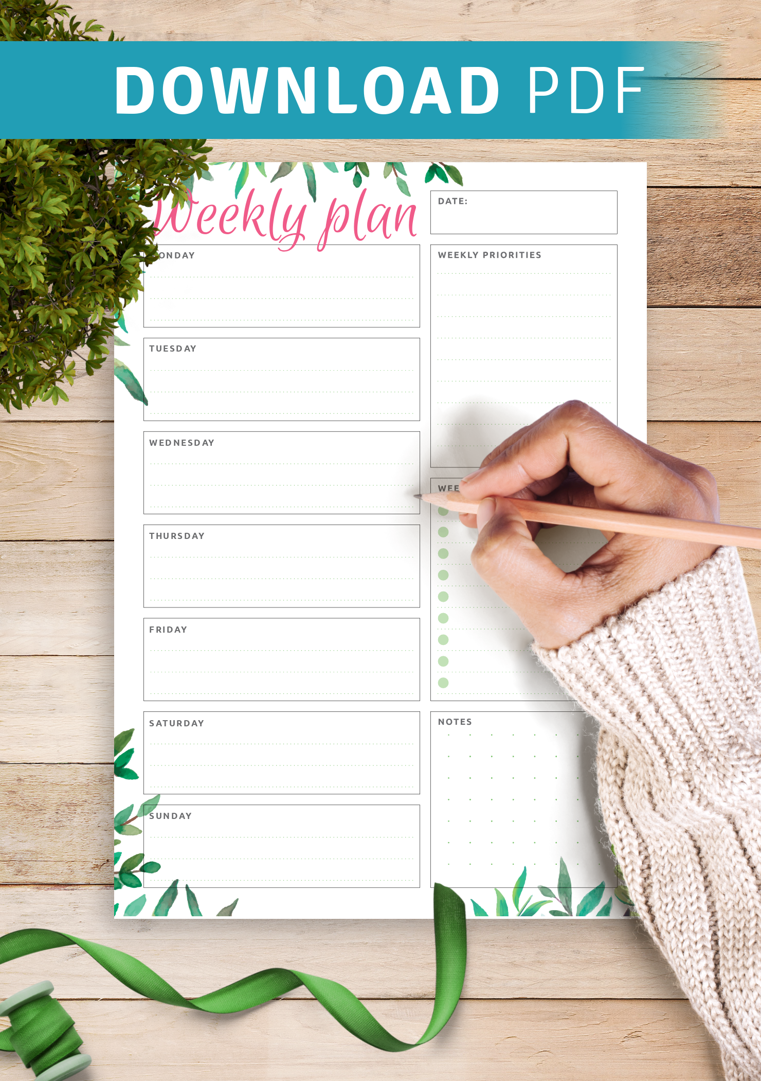 Download Printable Weekly Plan & Checklist PDF