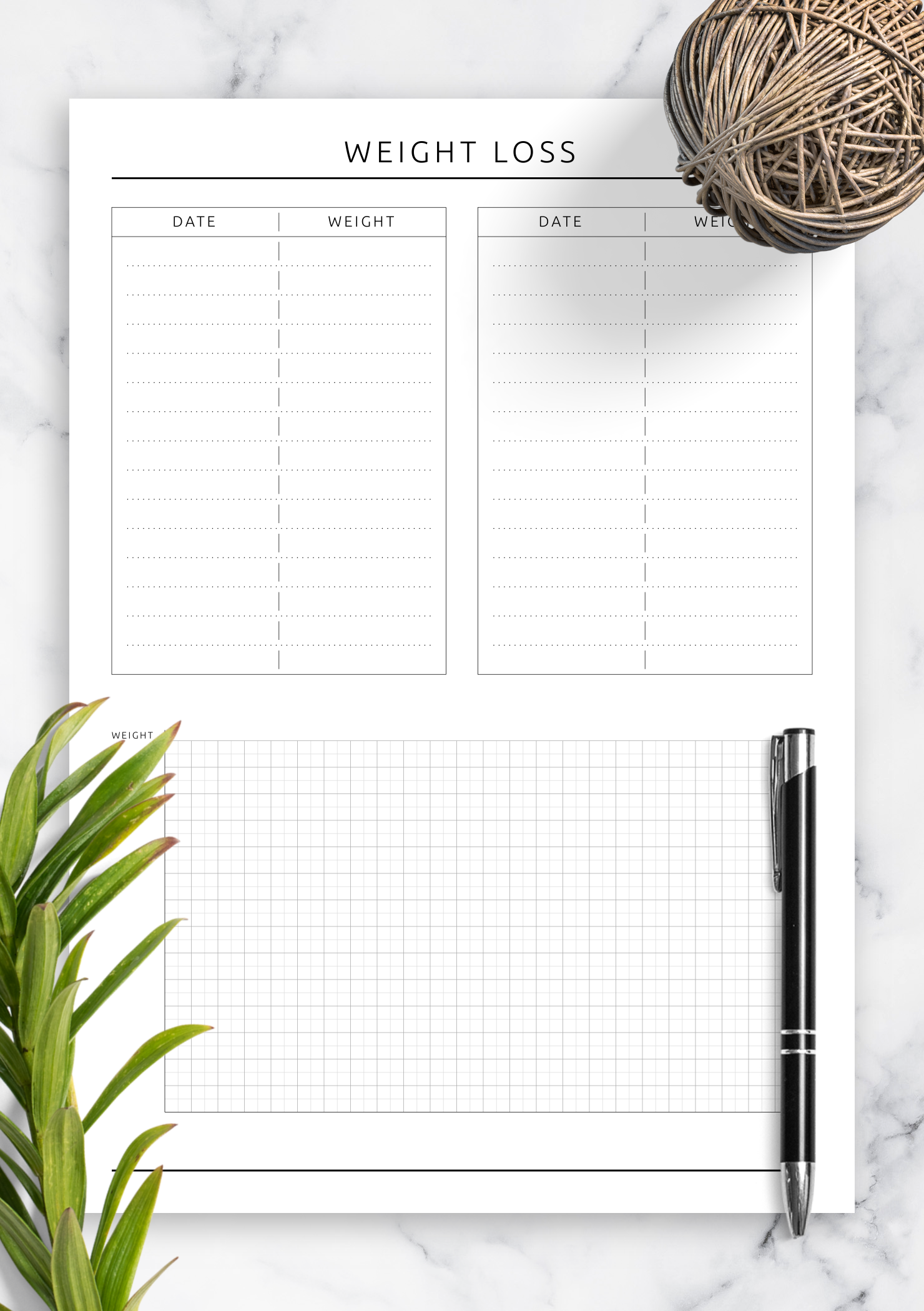 weight loss weekly tracker template