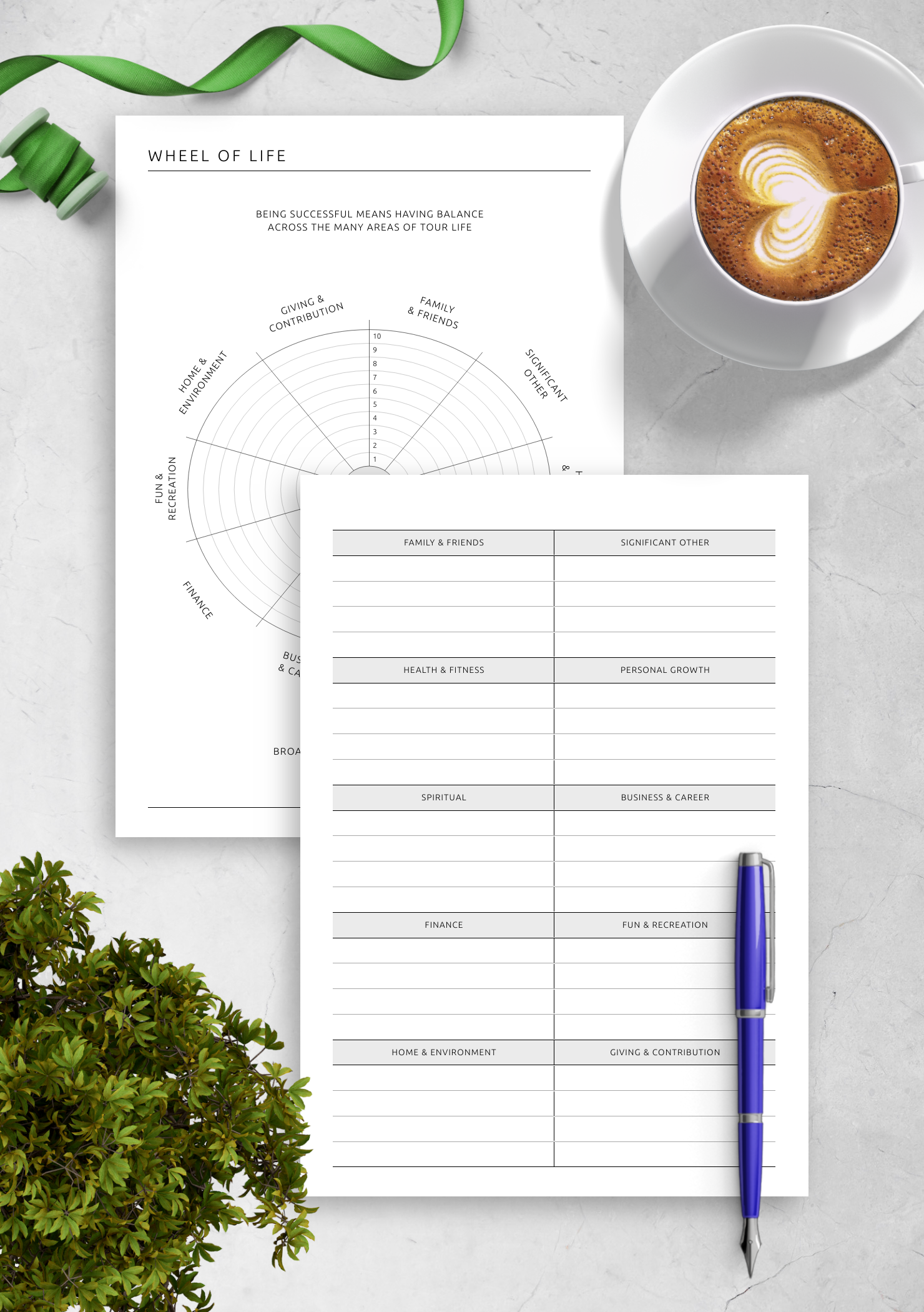 Download Printable Wheel Of Life Goal Tracker Template PDF