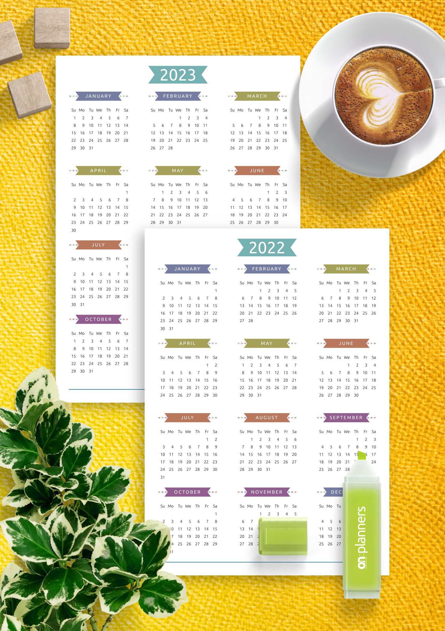 Download Printable Yearly Calendar Casual Style PDF