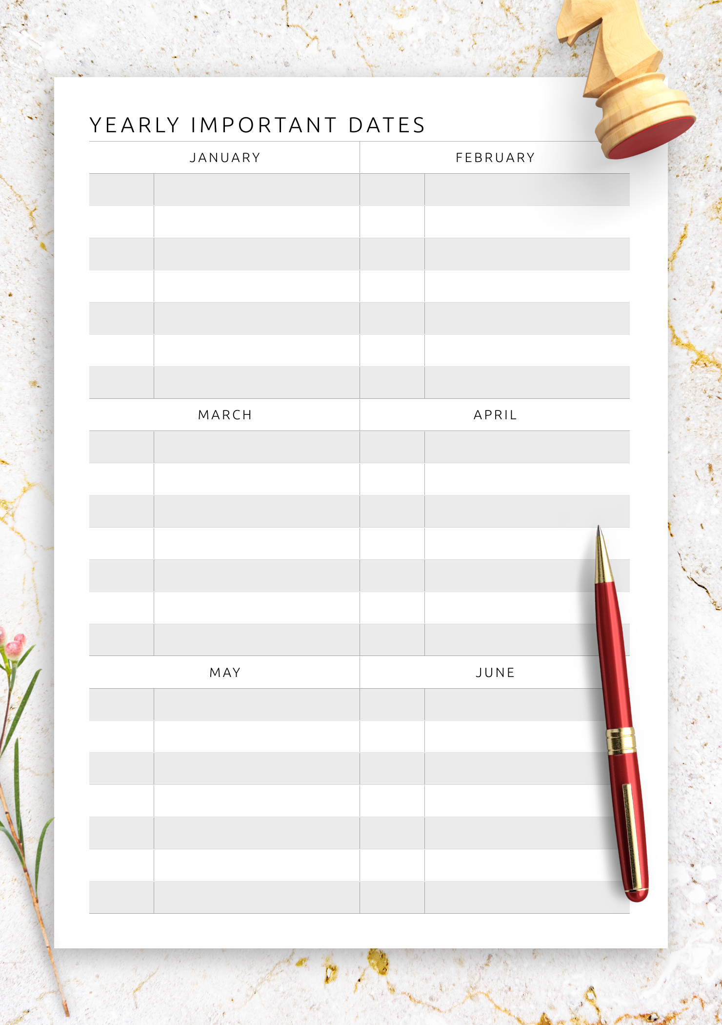 important-dates-printable