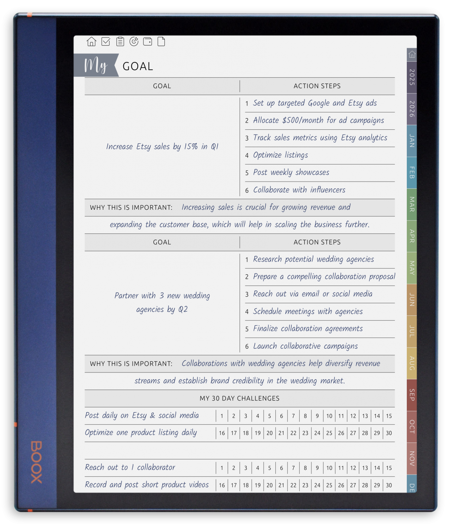 ONYX BOOX - Goal Planner - Portrait Contrast Theme