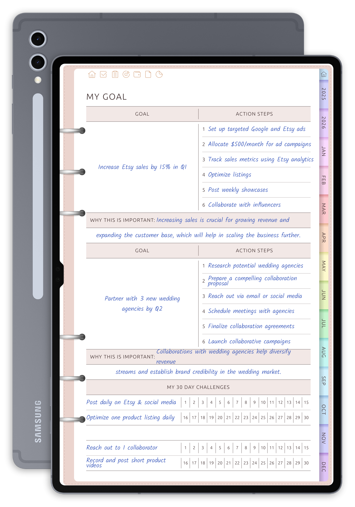 Digital Goal Planner (Light Theme) - Portrait Original Theme