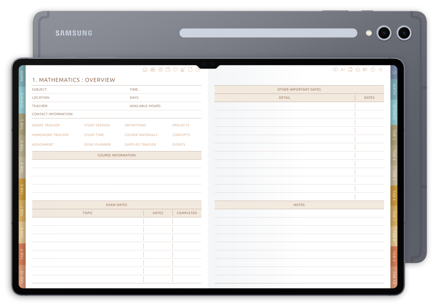 Customizable Digital Student Planner - Landscape Original Theme