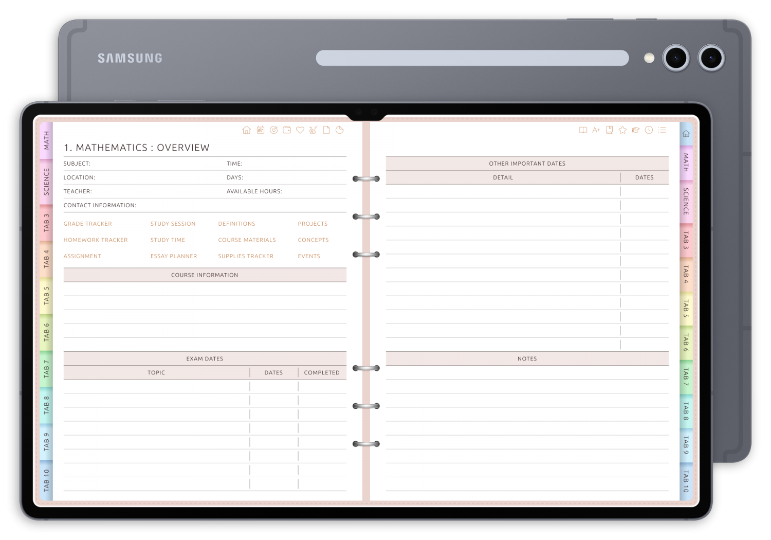 Customizable Digital Student Planner - Landscape Original Theme