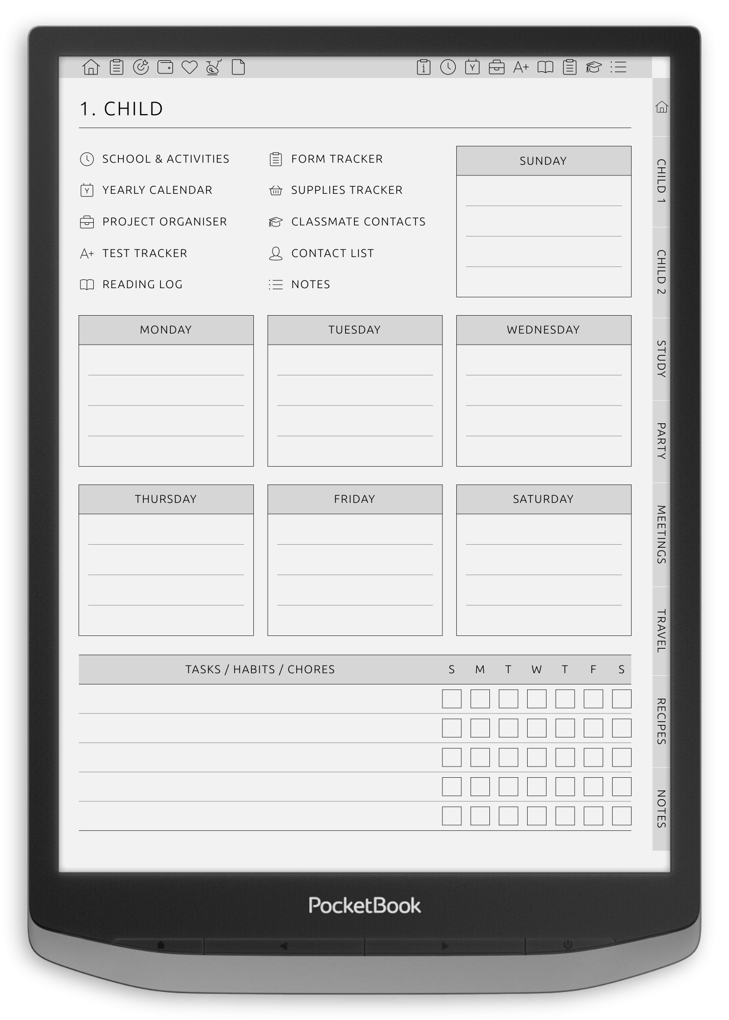 ONYX BOOX - Mom's Planner - Portrait Contrast Theme