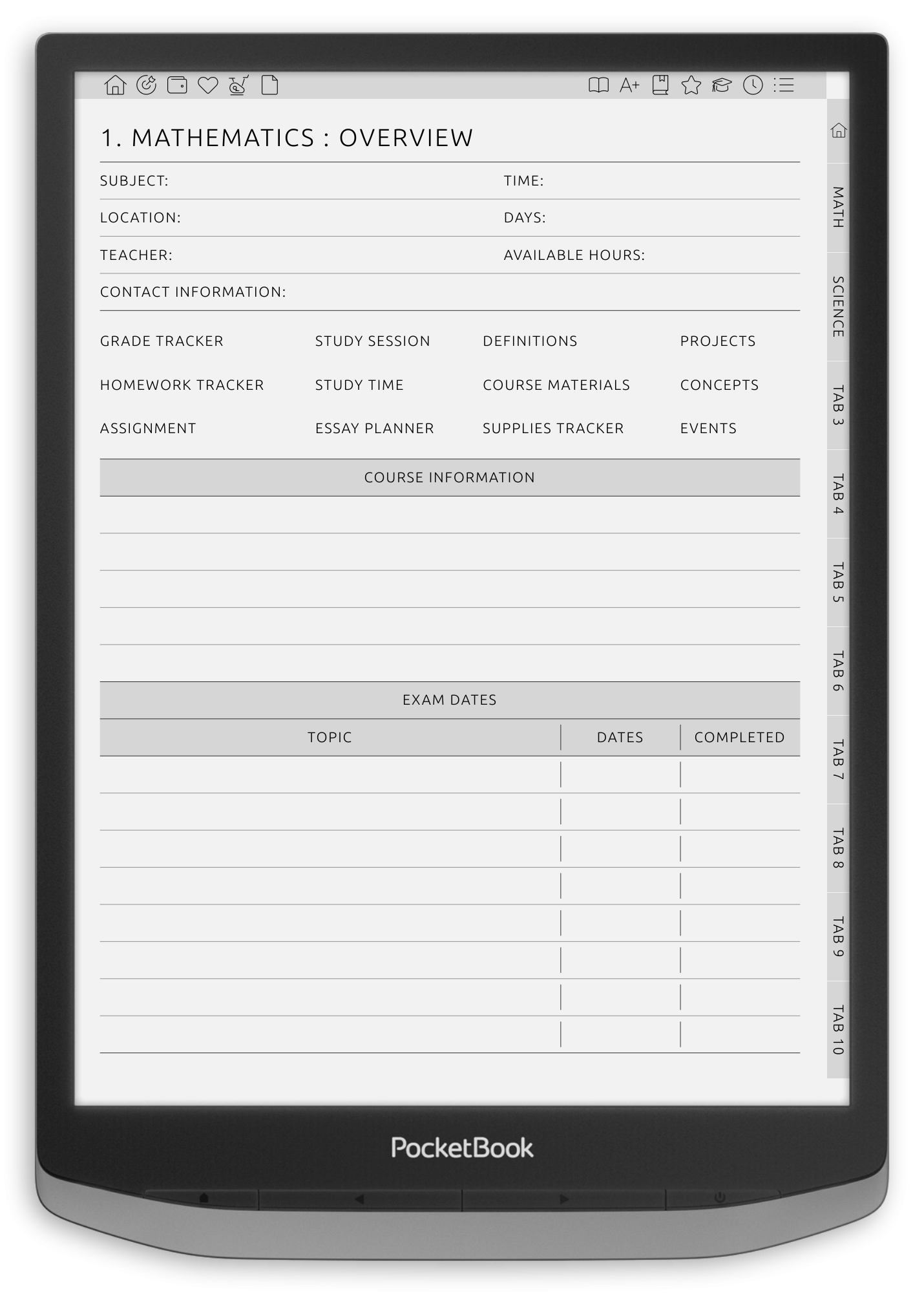 ONYX BOOX - Student Planner - Portrait Contrast Theme