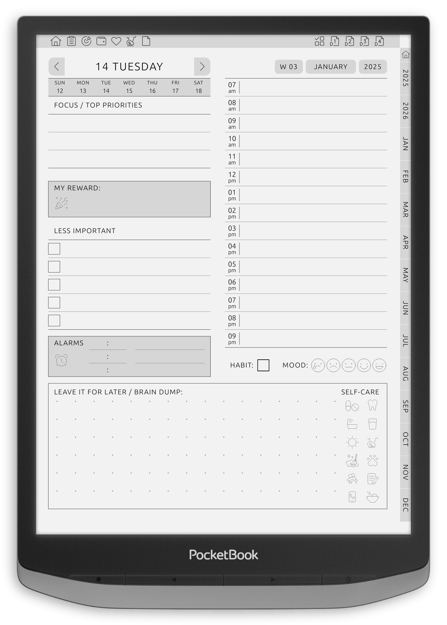 ONYX BOOX - ADHD Planner - Portrait Contrast Theme