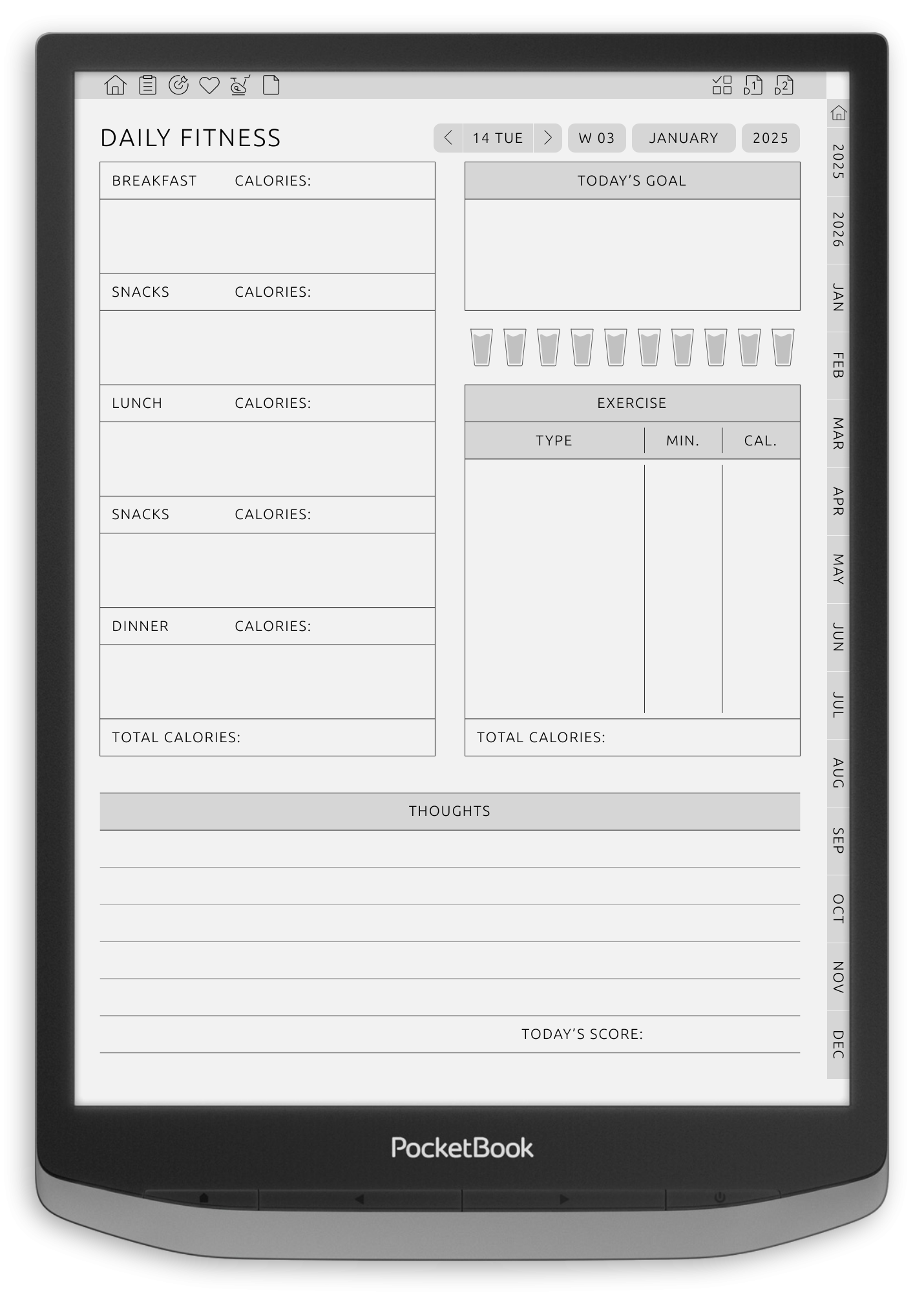ONYX BOOX - Health &amp; Fitness Planner - Portrait Contrast Theme
