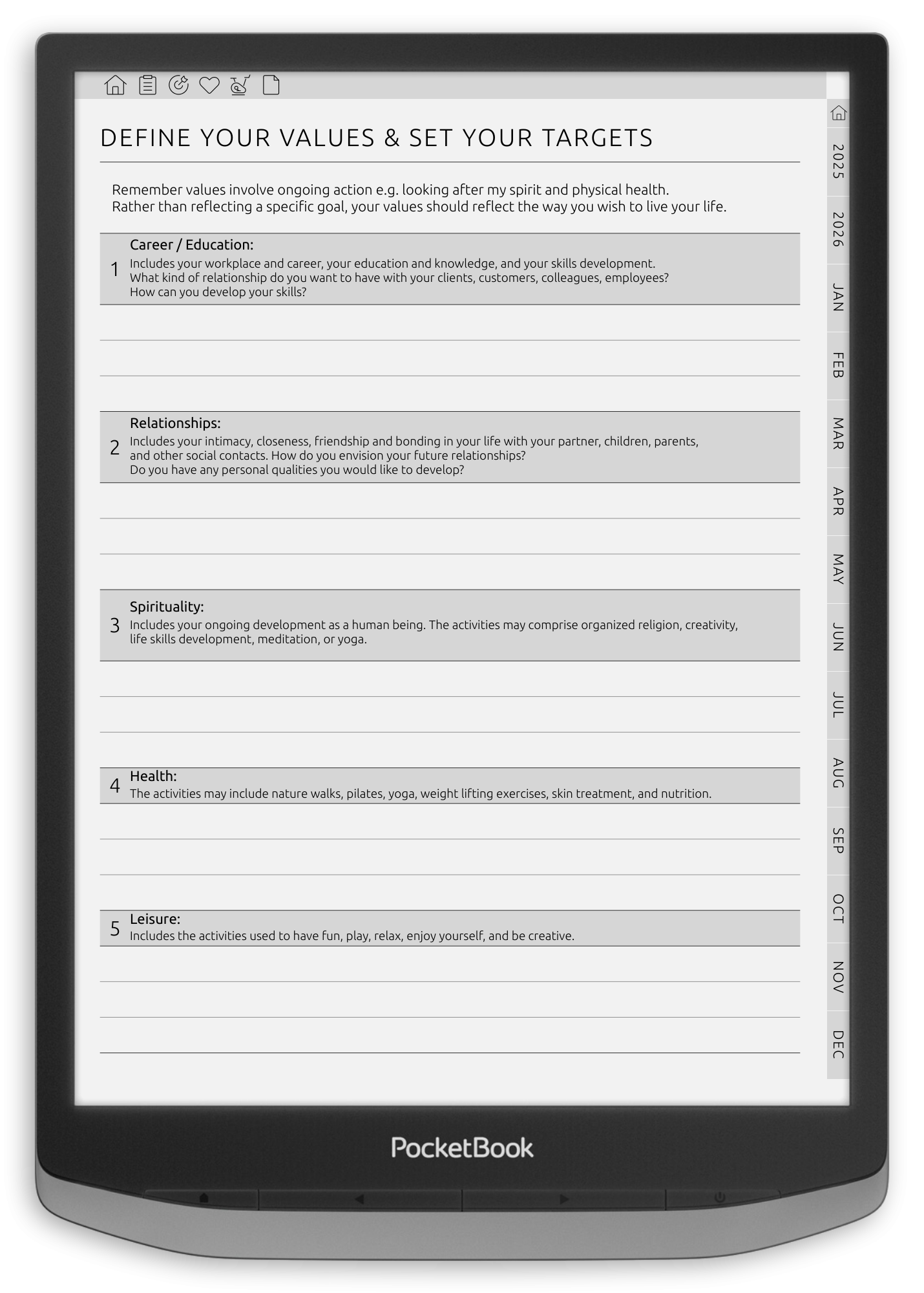 BOOX Note Air - Wellness Planner - Portrait Contrast Theme