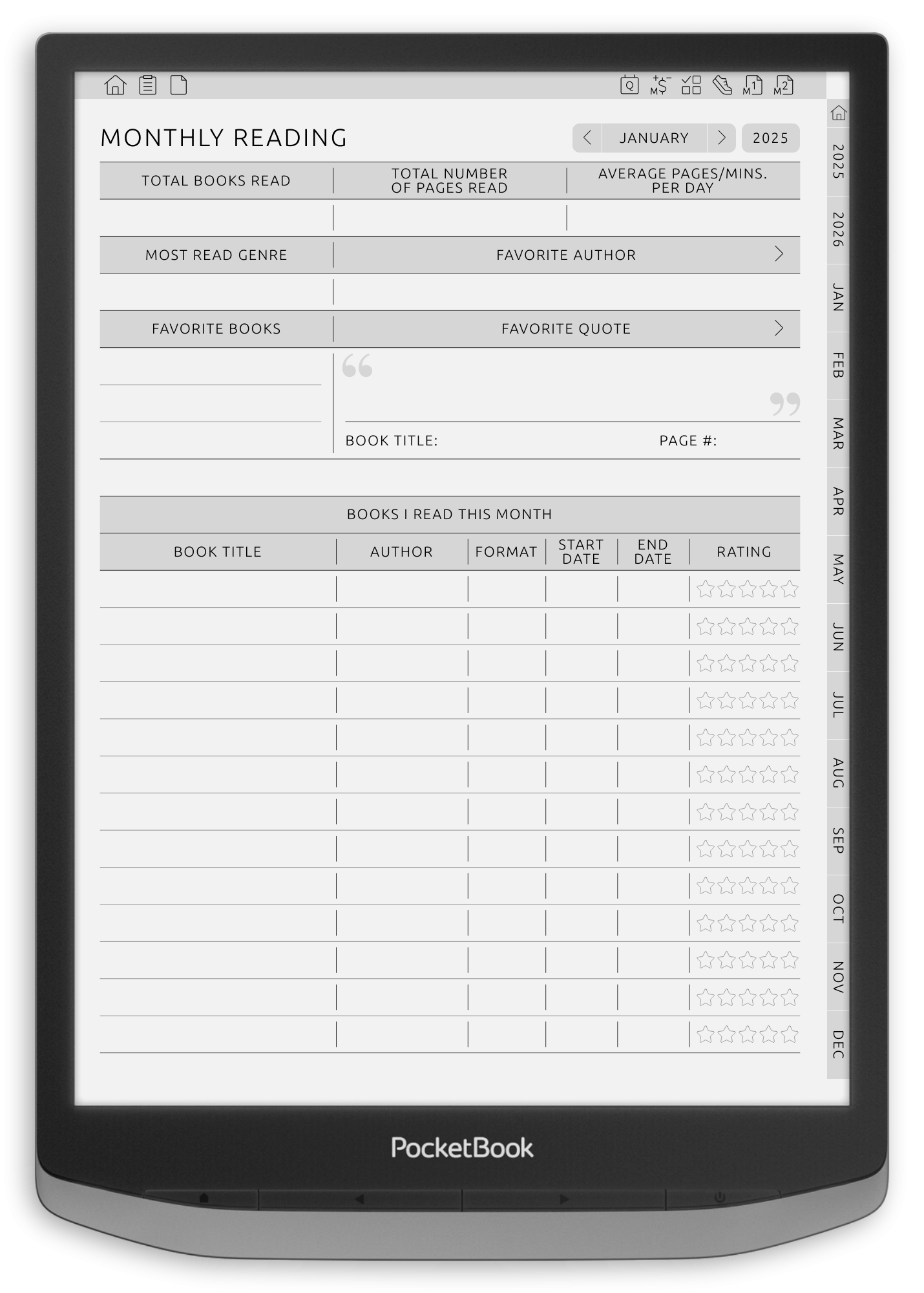 ONYX BOOX - Reading Journal - Portrait Contrast Theme