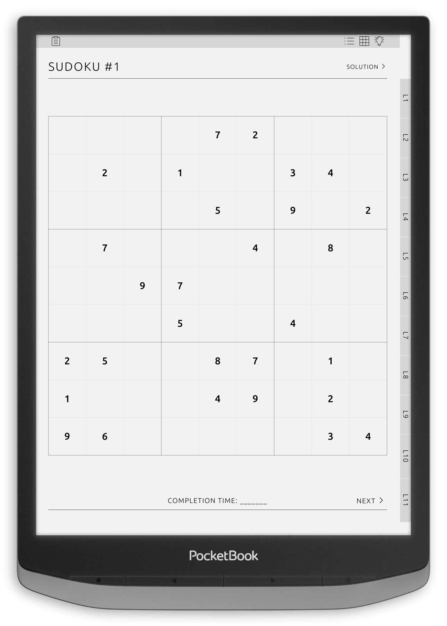 ONYX BOOX - Sudoku Puzzles - Portrait Contrast Theme