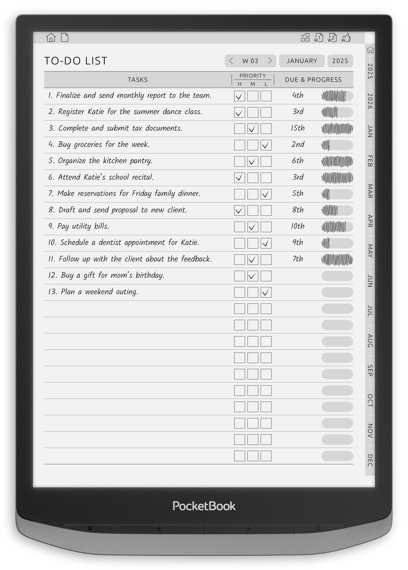 ONYX BOOX - Weekly To-Do Planner - Portrait Contrast Theme