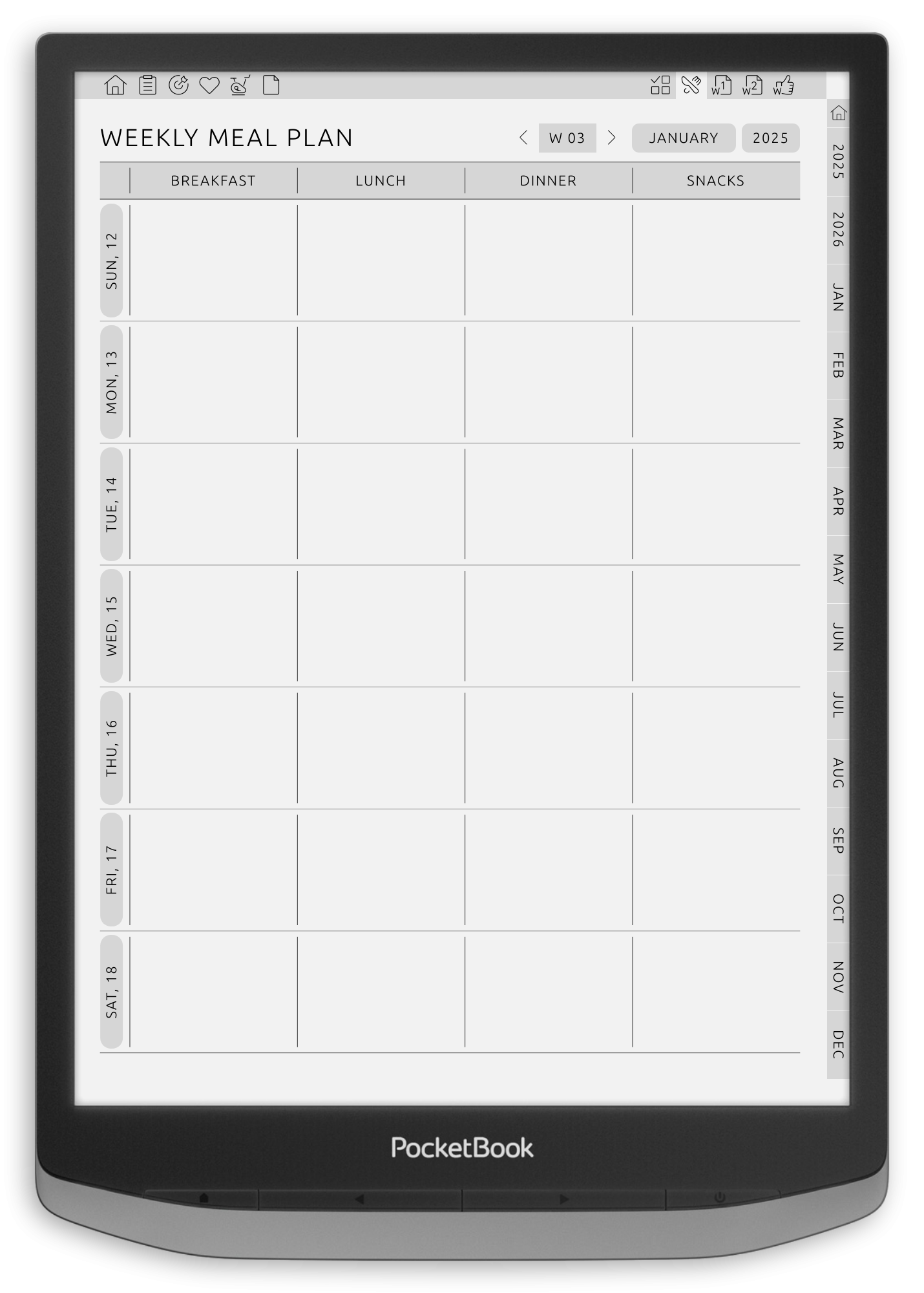 ONYX BOOX - Meal Planner - Portrait Contrast Theme