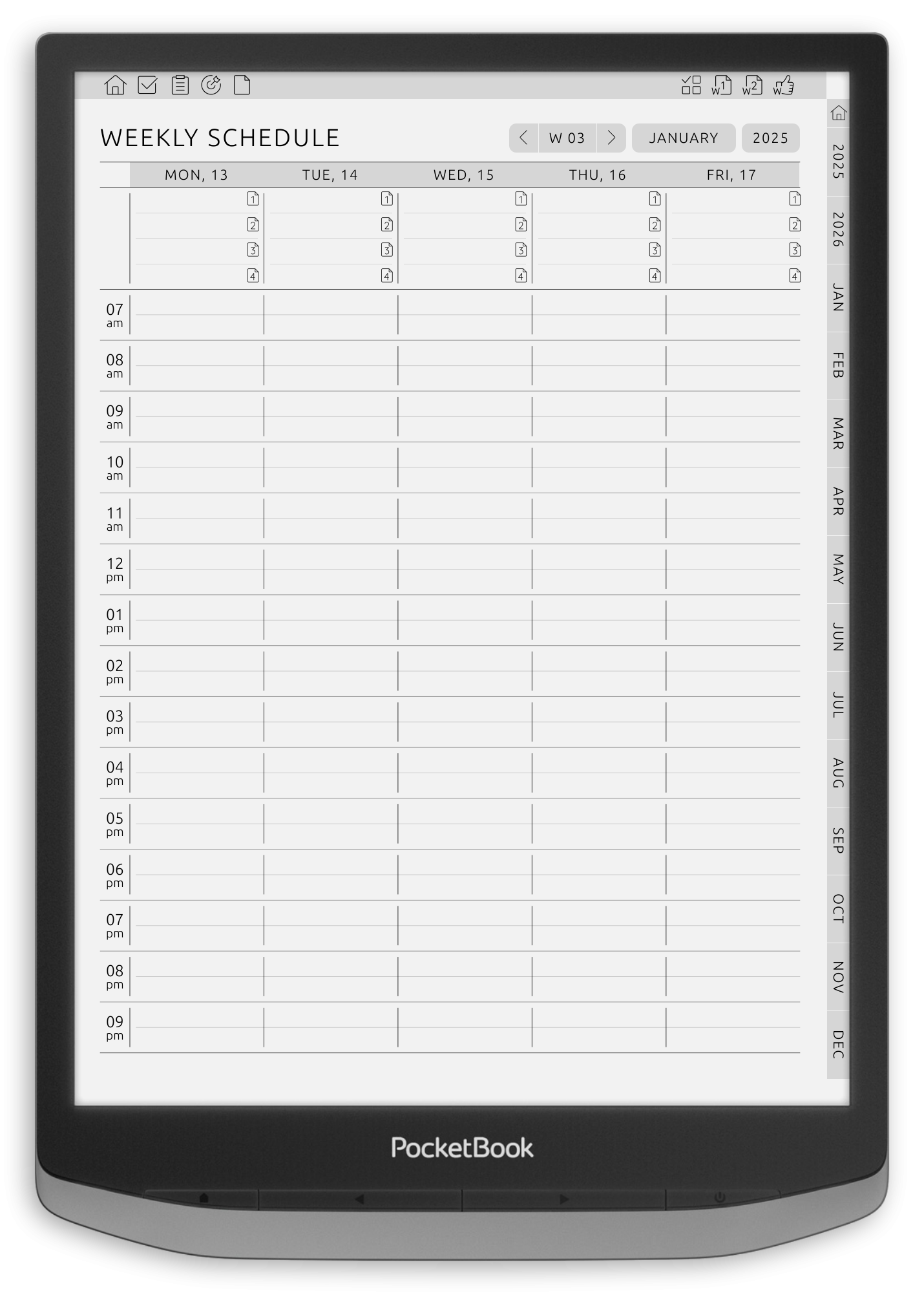 ONYX BOOX - Weekly Schedule Planner - Portrait Contrast Theme